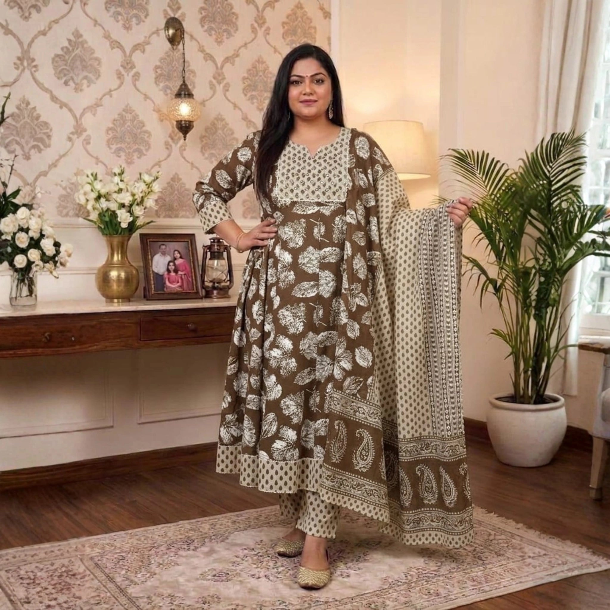 Elegant Floral Printed 3 Piece Dress Set