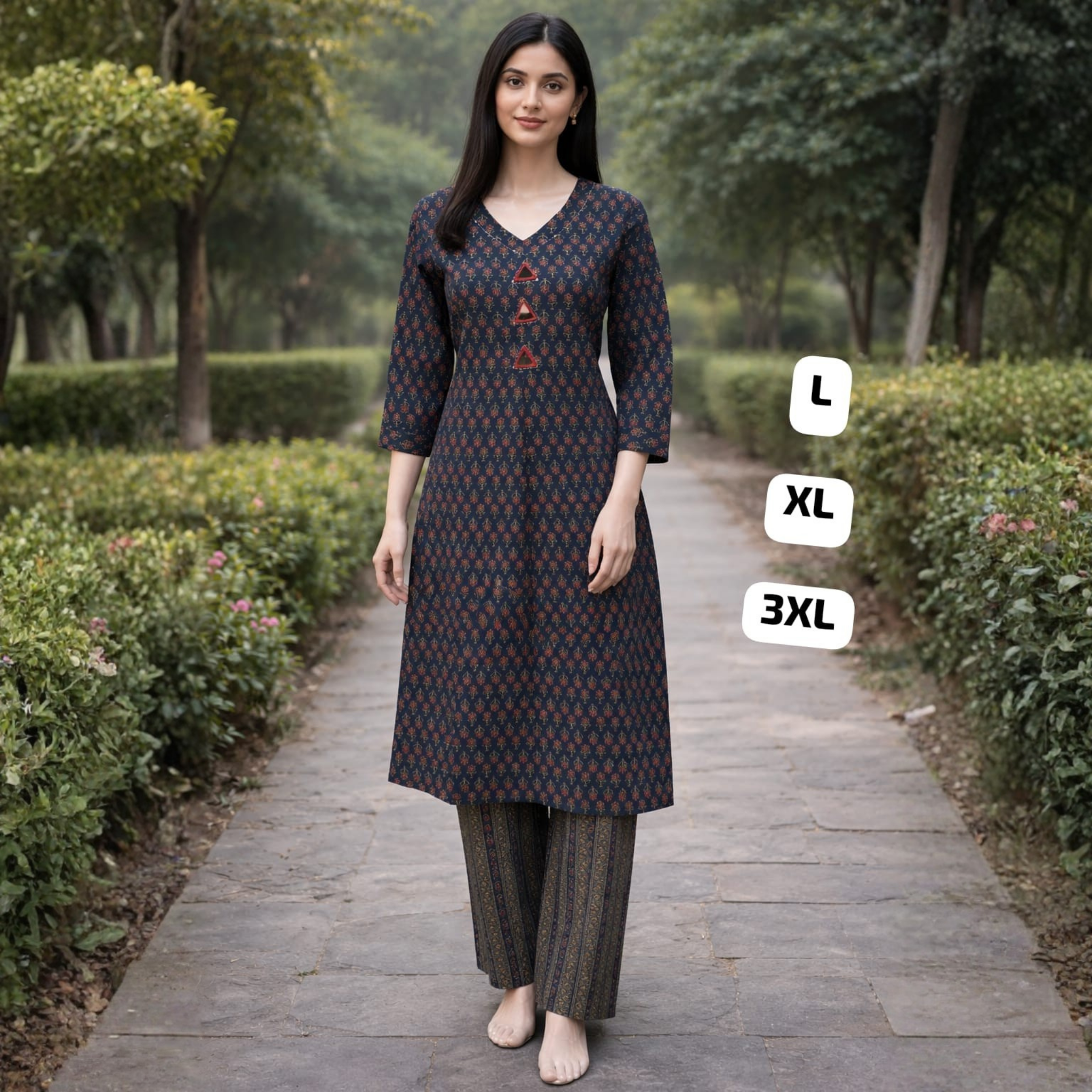 Elegant Printed Kurti with Pant Set