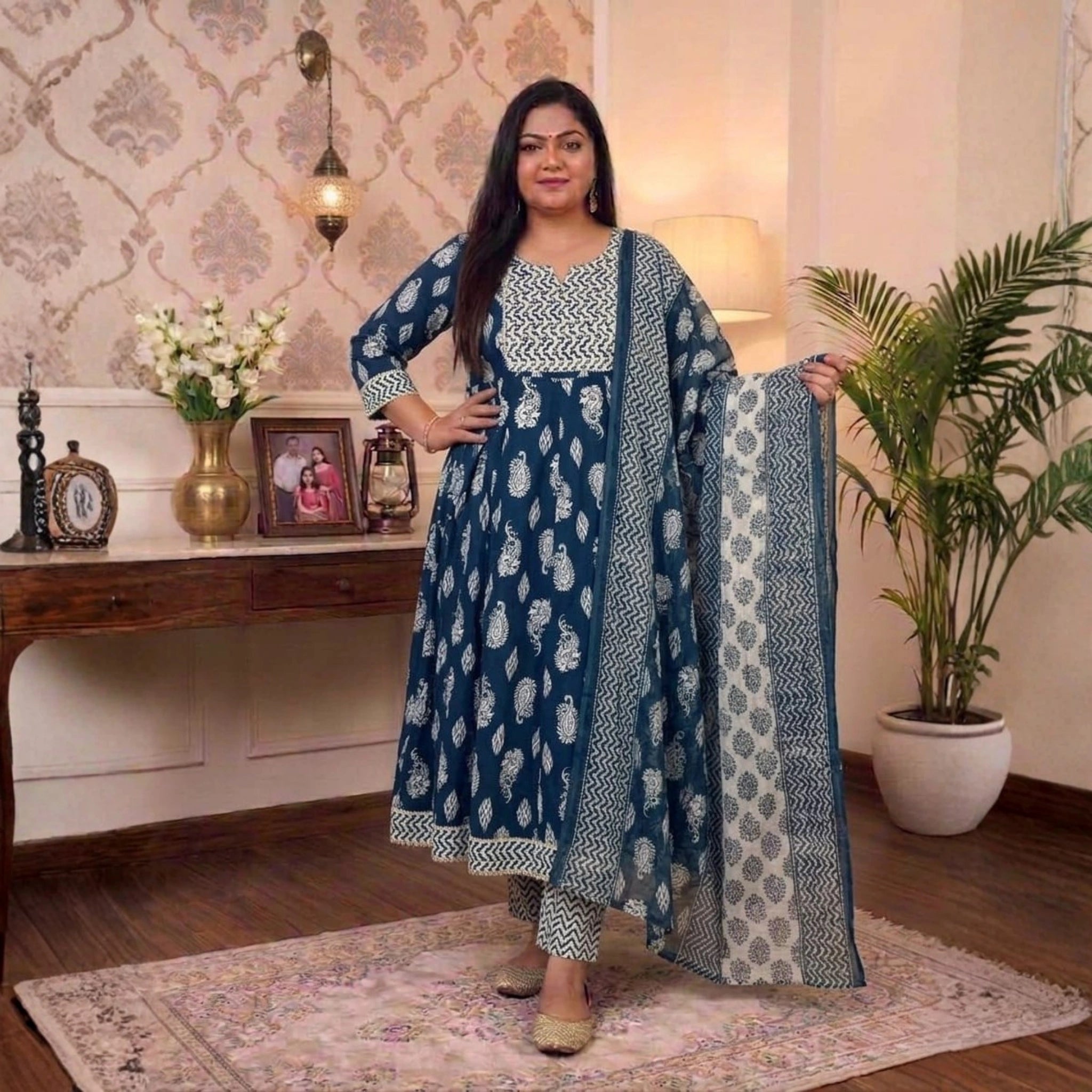 Elegant Floral Printed 3 Piece Dress Set