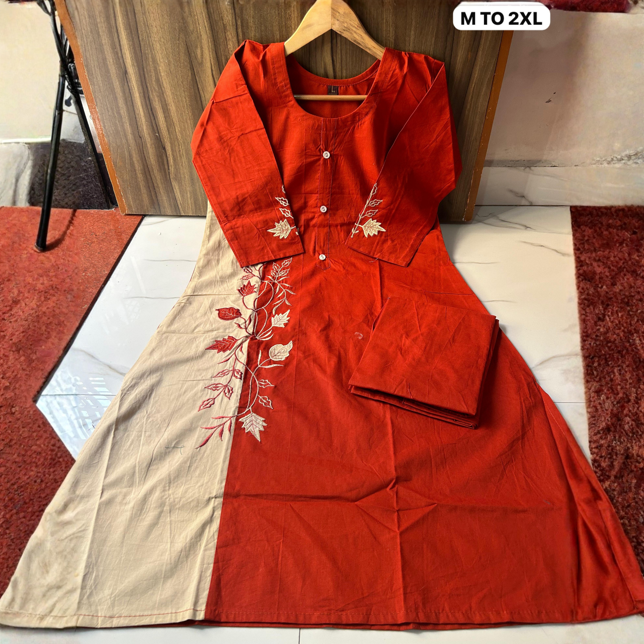 Premium Dhabu Cotton Embroidered Cord Set