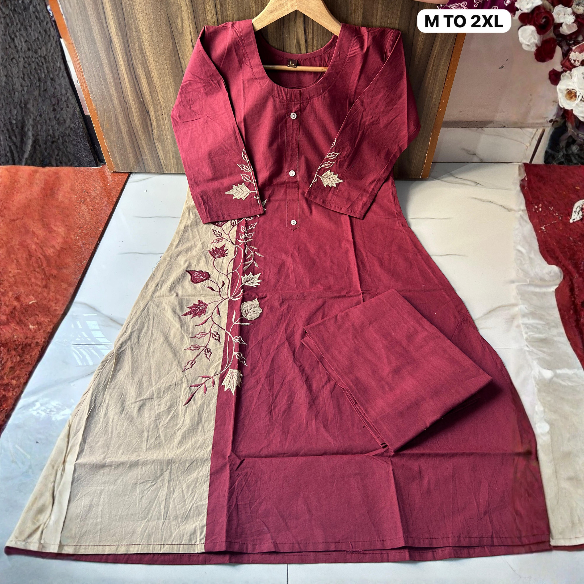 Premium Dhabu Cotton Embroidered Cord Set