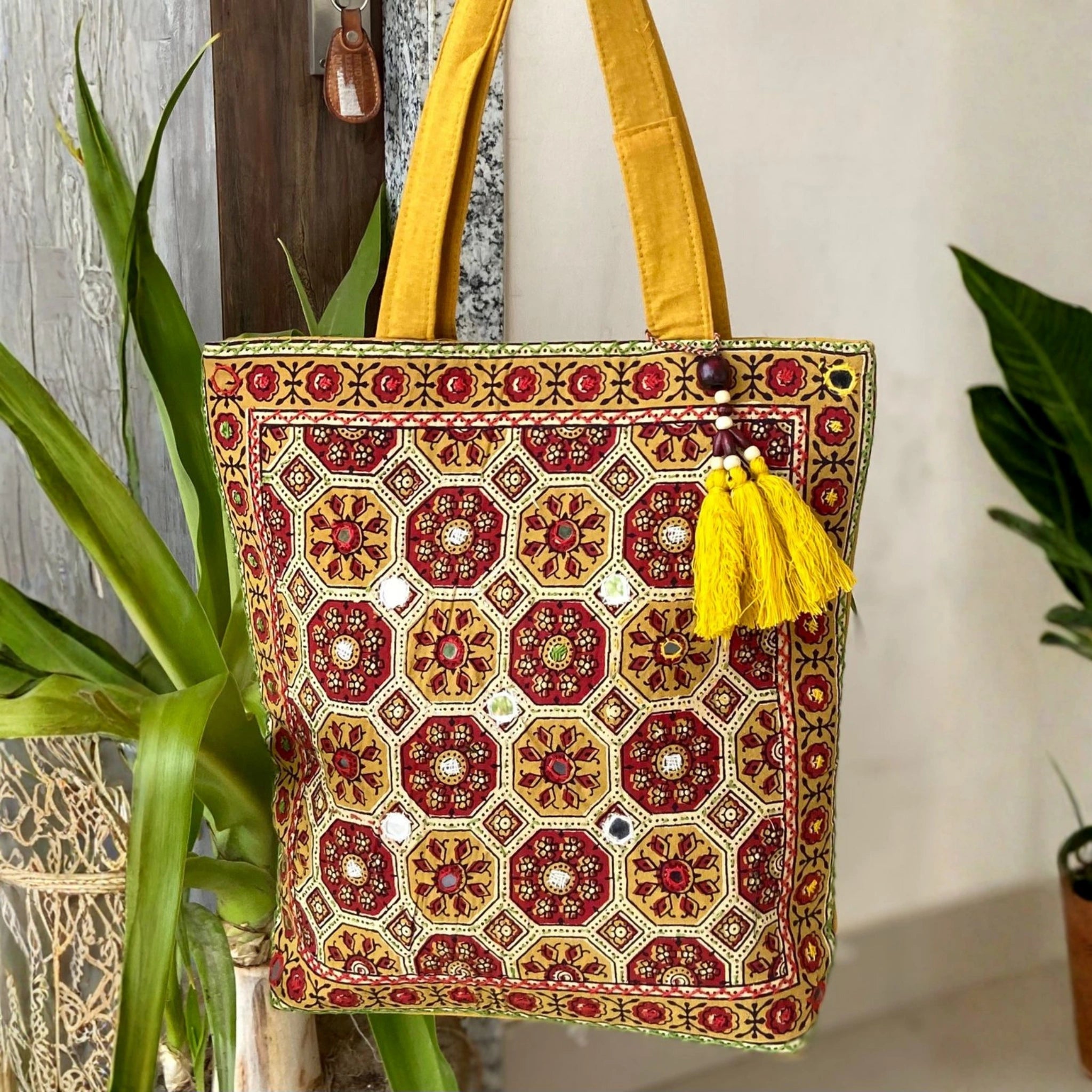 Heritage Ajrakh Embroidered Handbag