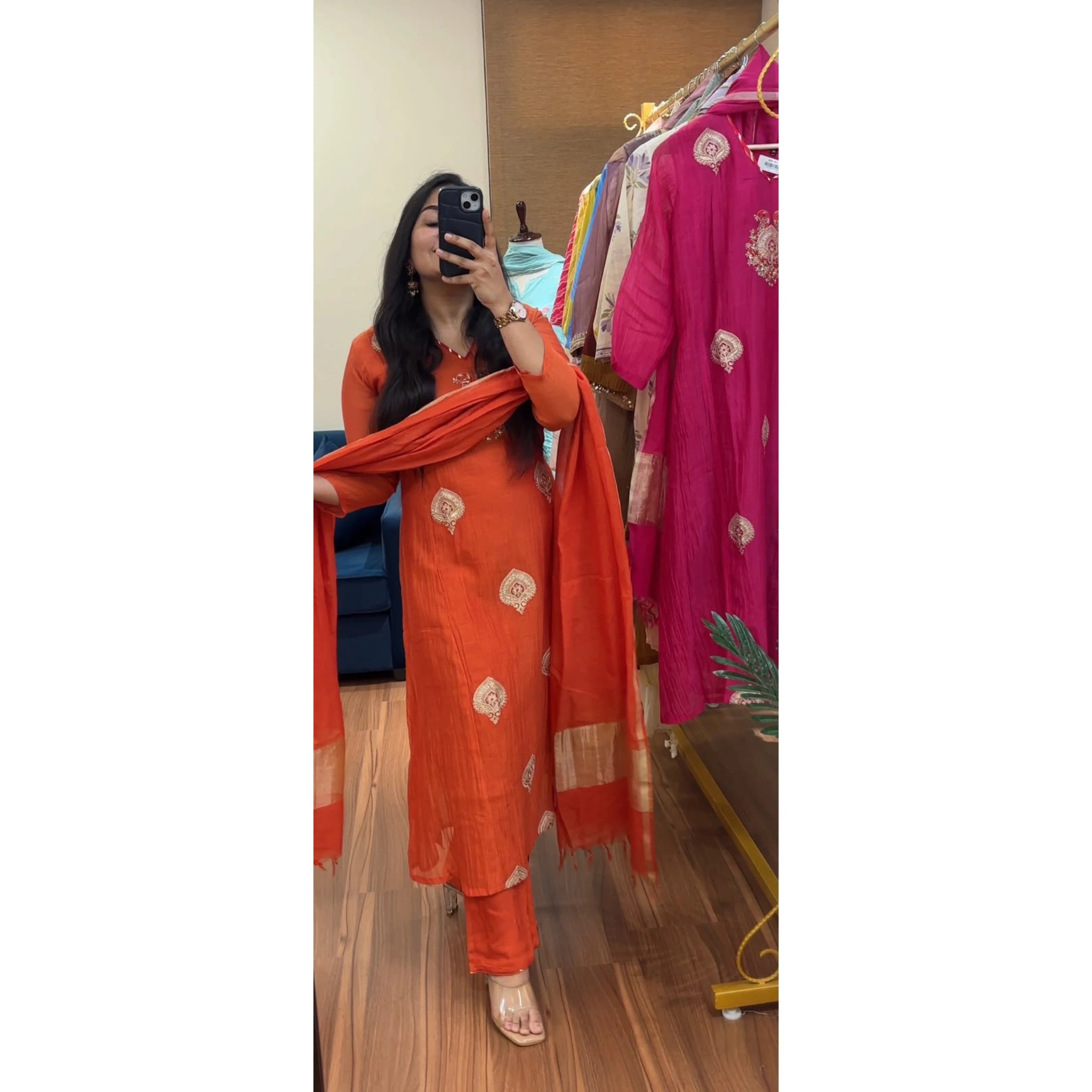 Pure Banarasi Mul Chanderi Premium Suit Set with Zari Dupatta