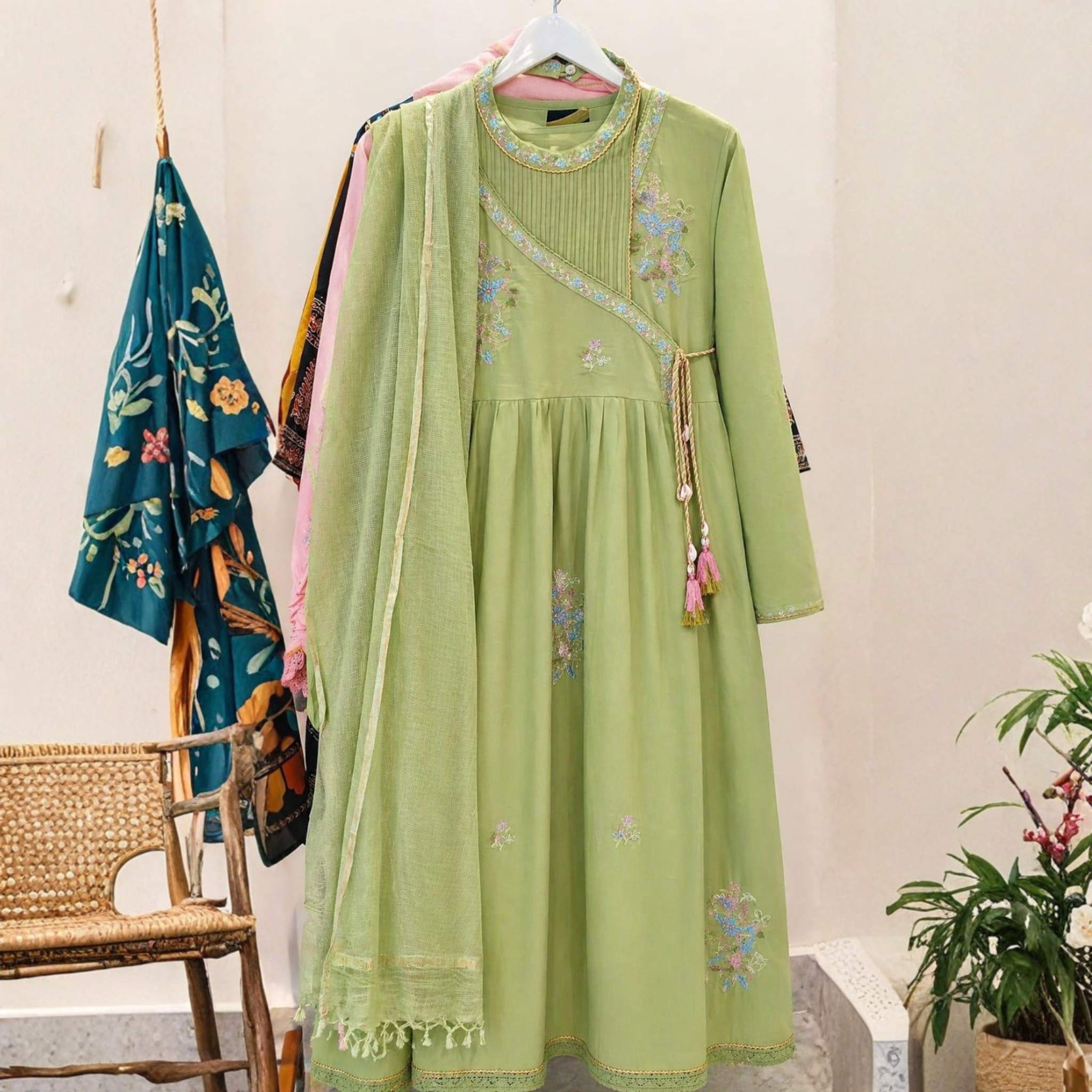 Premium Mul Cotton Embroidered Suit Set with Kota Doria Dupatta
