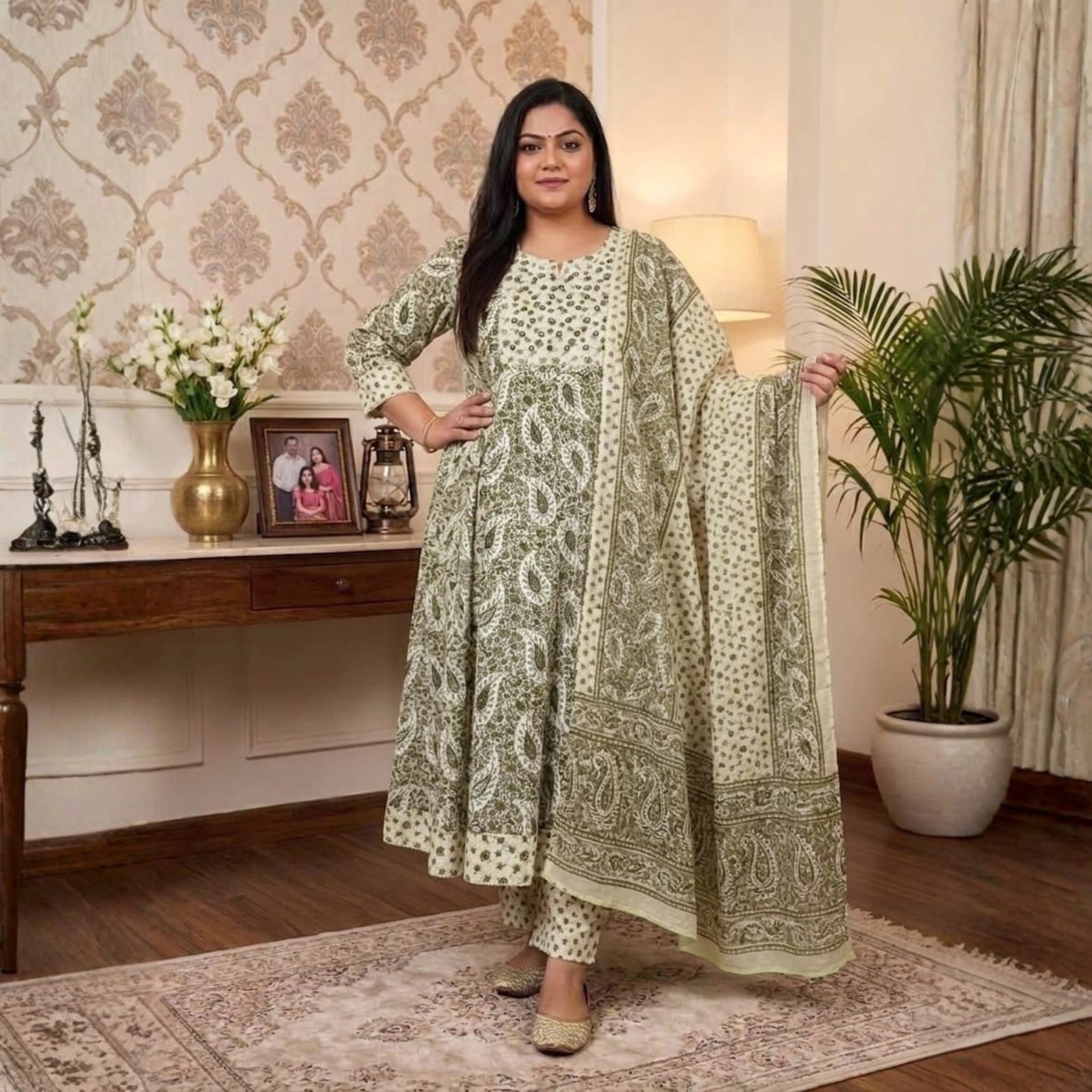 Elegant Floral Printed 3 Piece Dress Set