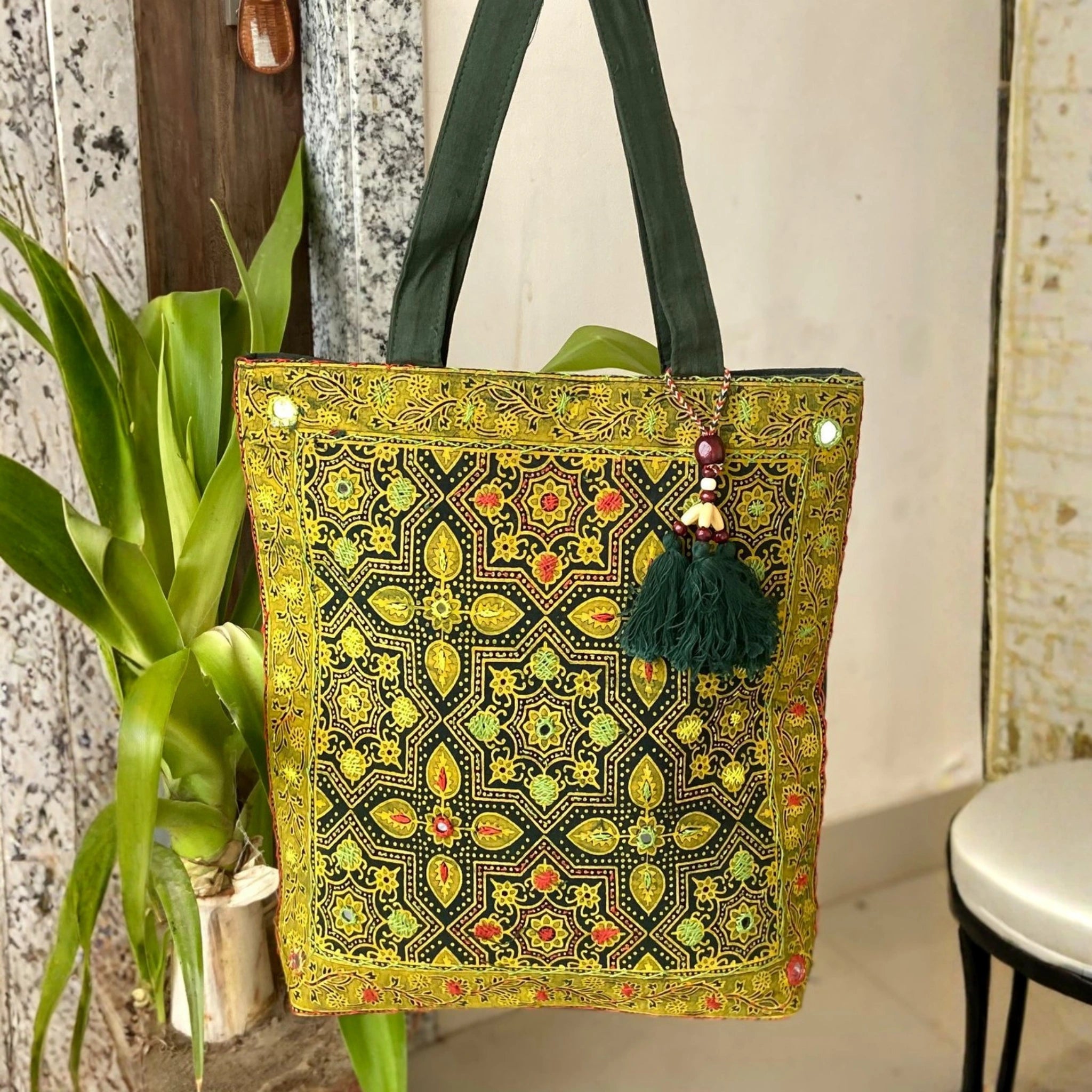 Heritage Ajrakh Embroidered Handbag