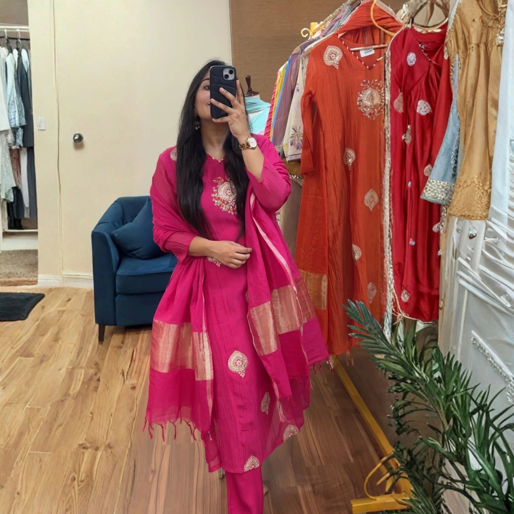 Pure Banarasi Mul Chanderi Premium Suit Set with Zari Dupatta