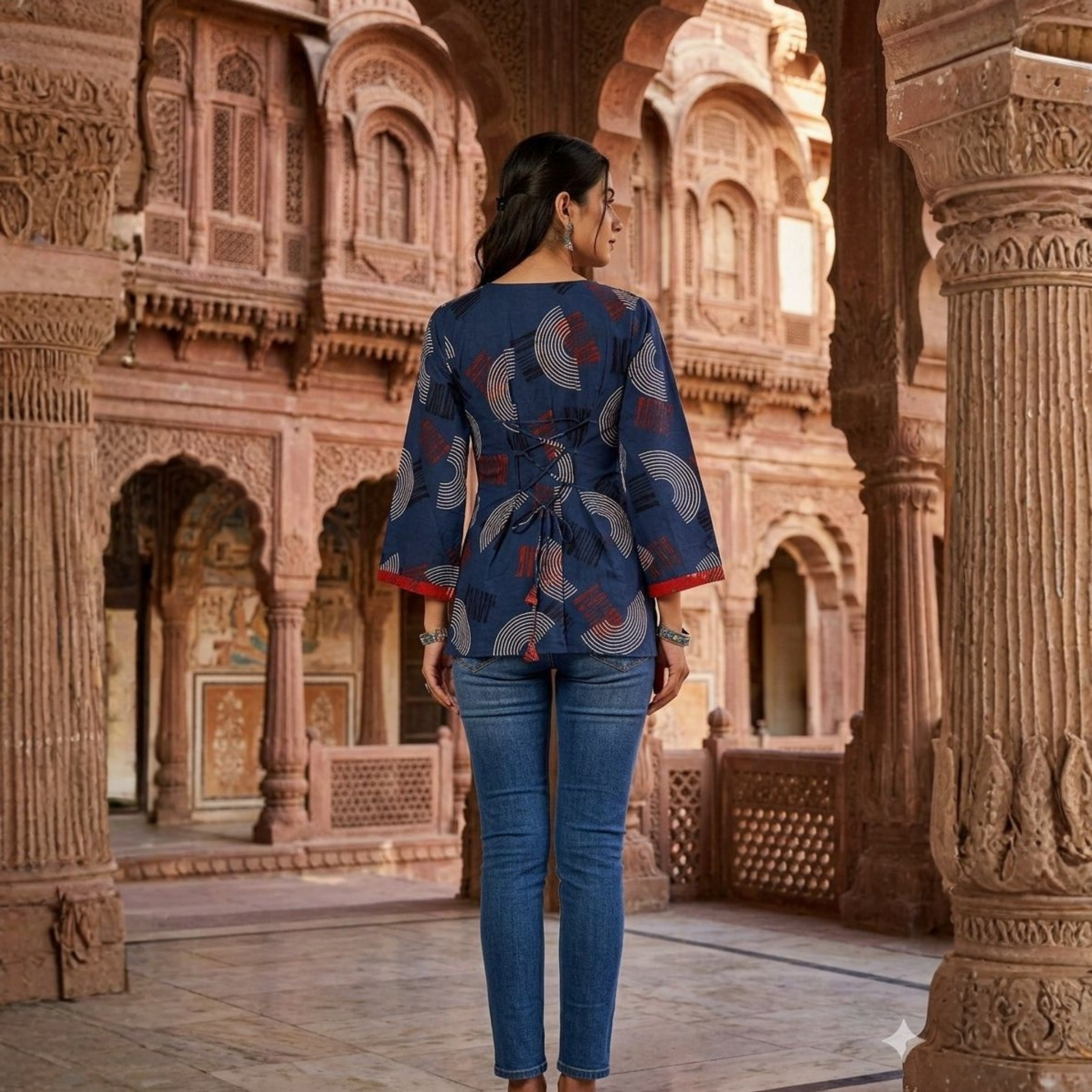 Ajrakh Handblock Cotton Short Top