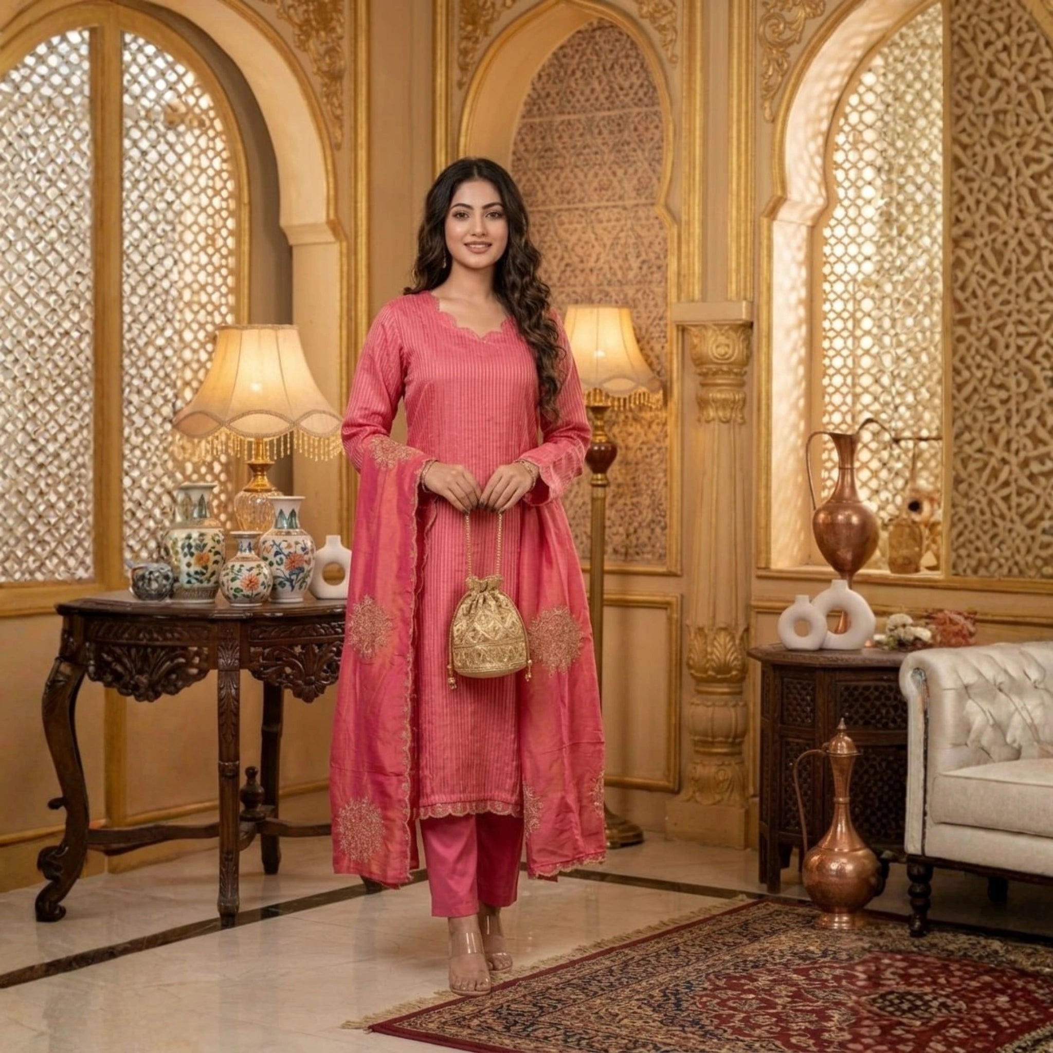 Premium Silk Embroidered Suit Set with Designer Dupatta