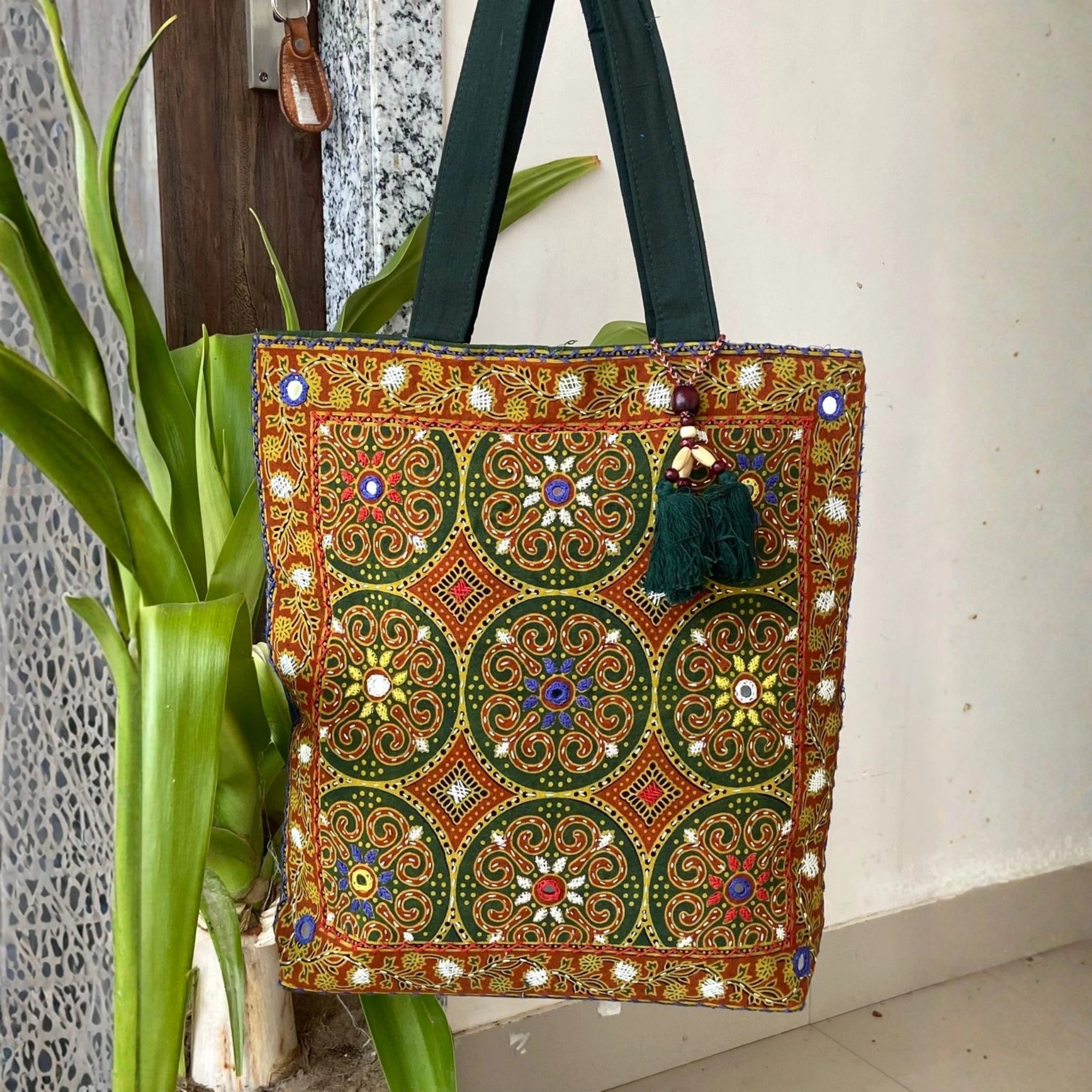 Heritage Ajrakh Embroidered Handbag