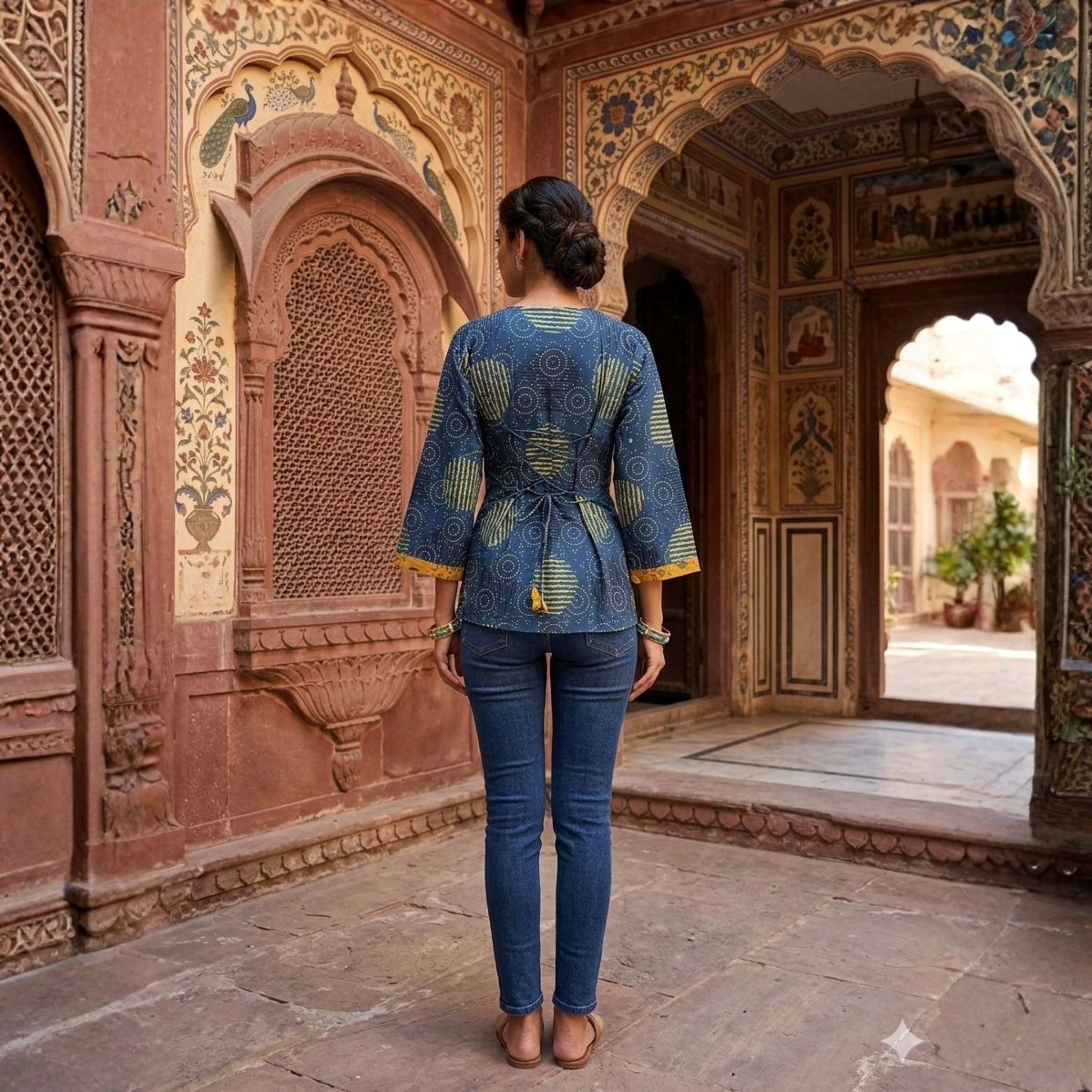 Ajrakh Handblock Cotton Short Top