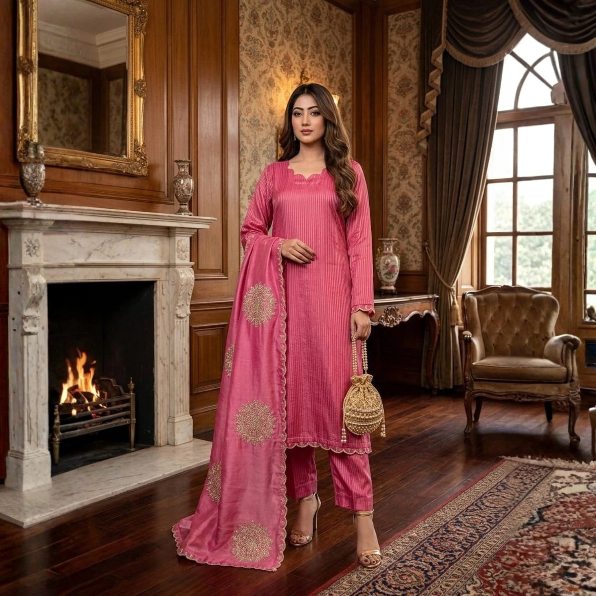 Premium Silk Embroidered Suit Set with Designer Dupatta