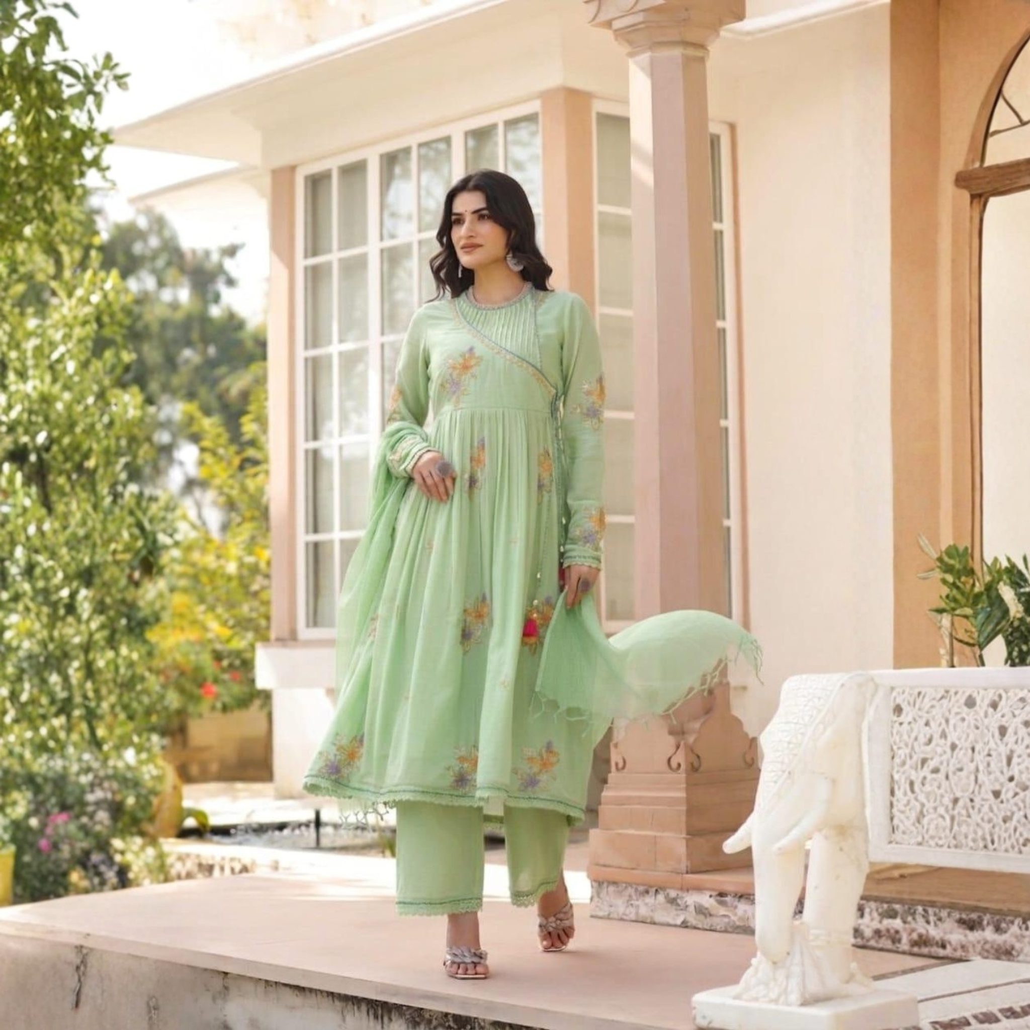 Premium Mul Cotton Embroidered Suit Set with Kota Doria Dupatta