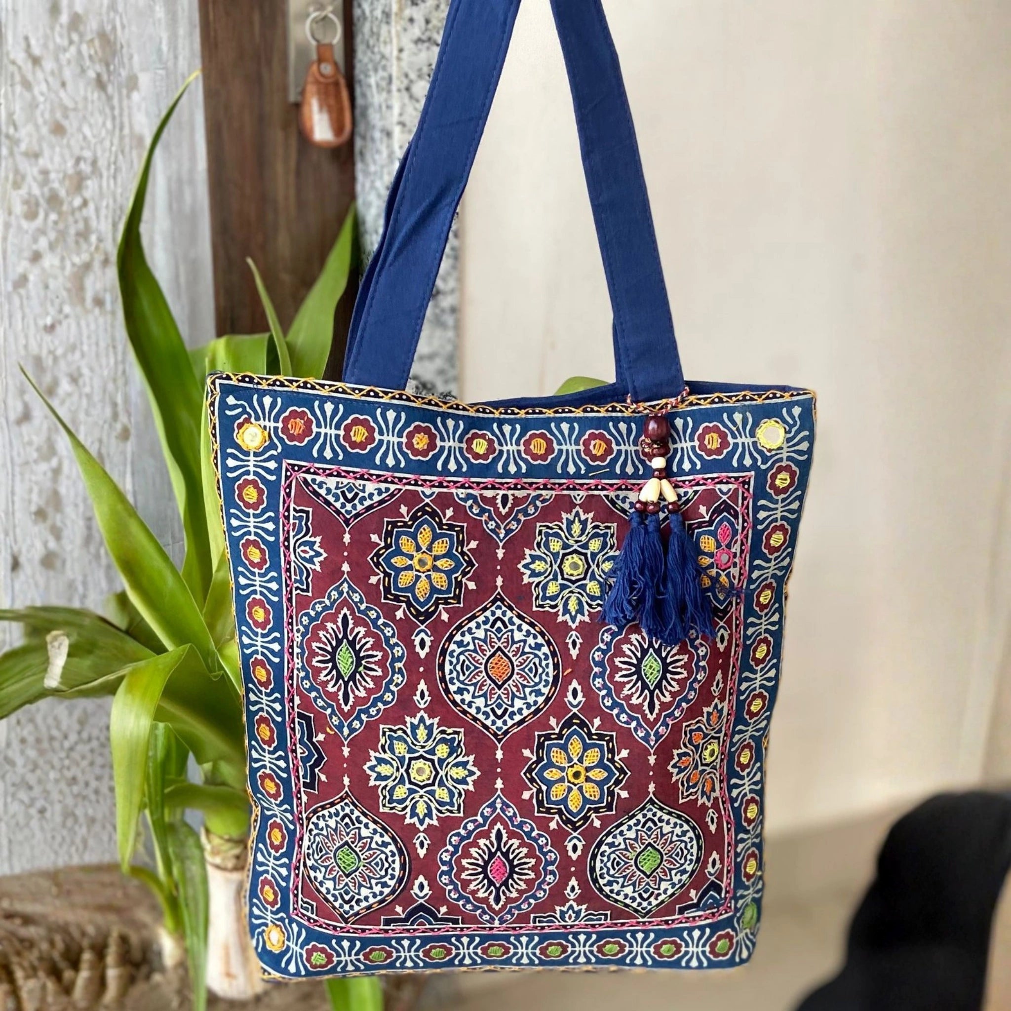Heritage Ajrakh Embroidered Handbag