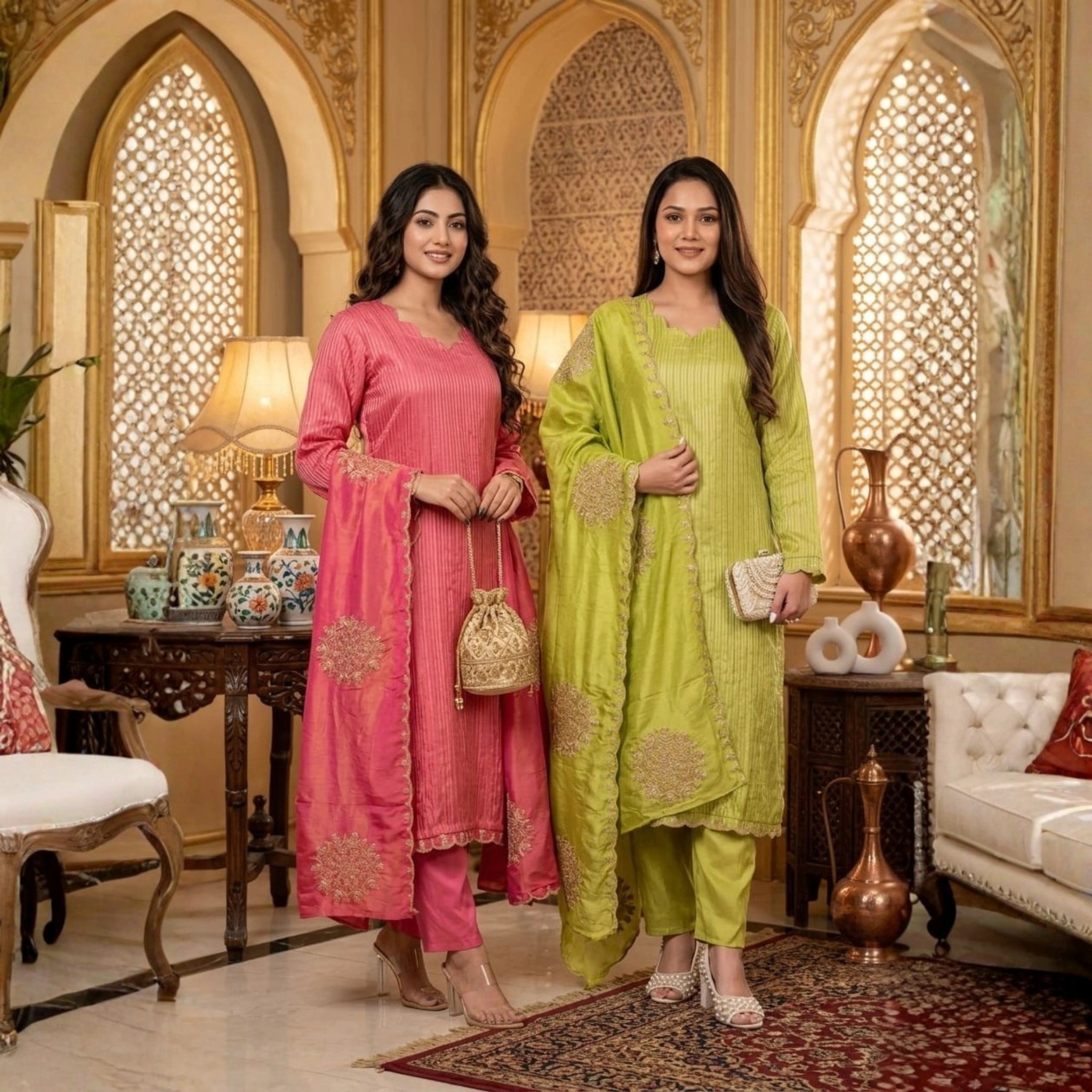 Premium Silk Embroidered Suit Set with Designer Dupatta