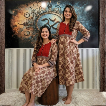 Ajrakh Handblock Print A-Line Cotton One Piece Dress