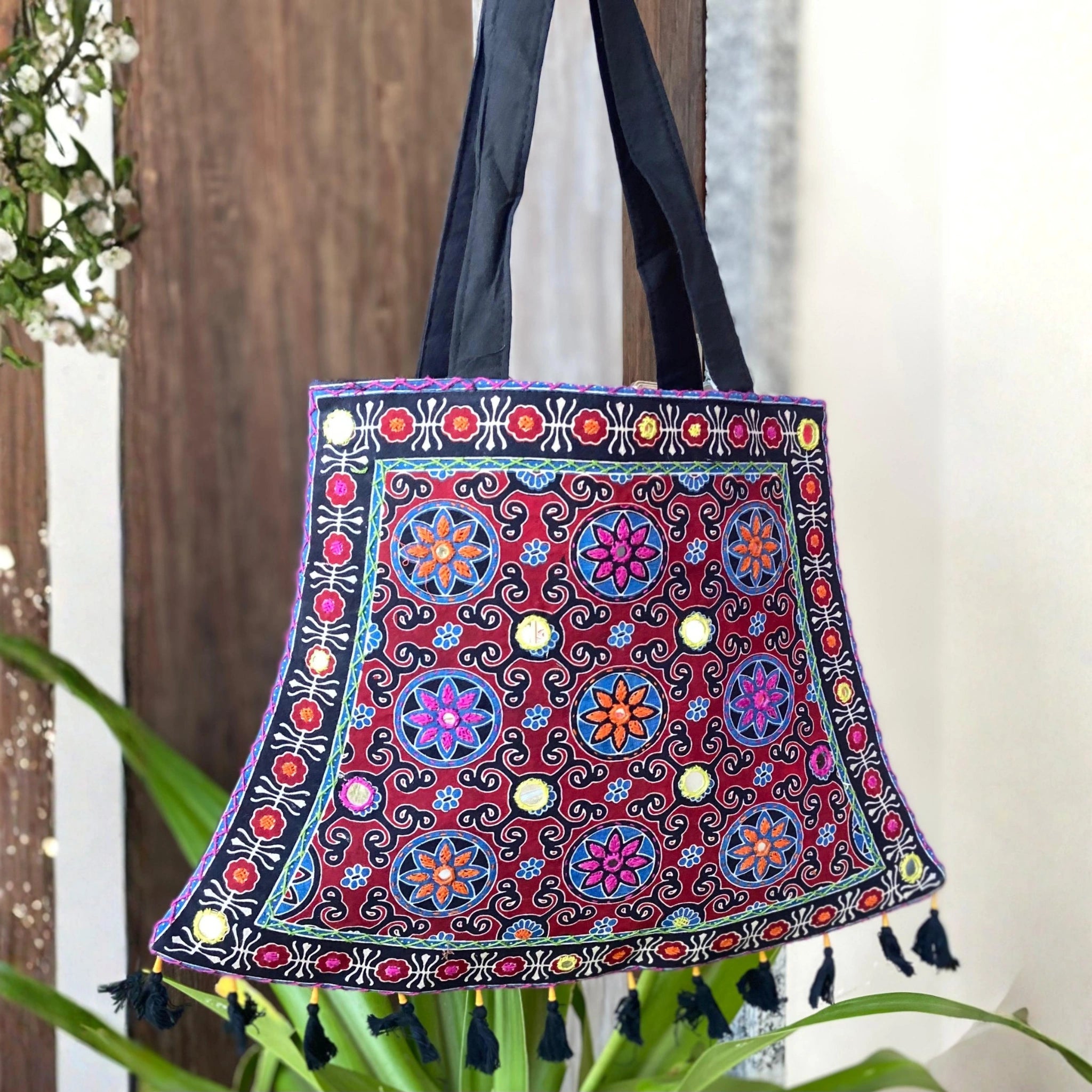 Heritage Ajrakh Embroidered Handbag