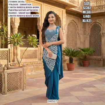 Designer Simar Silk Beads Work Saree