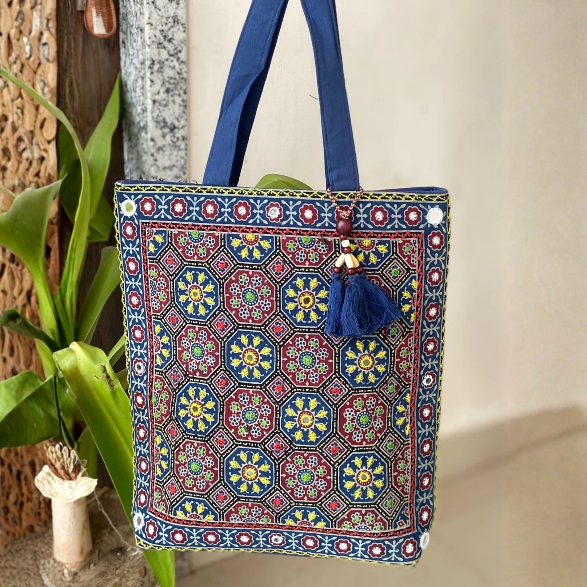 Heritage Ajrakh Embroidered Handbag
