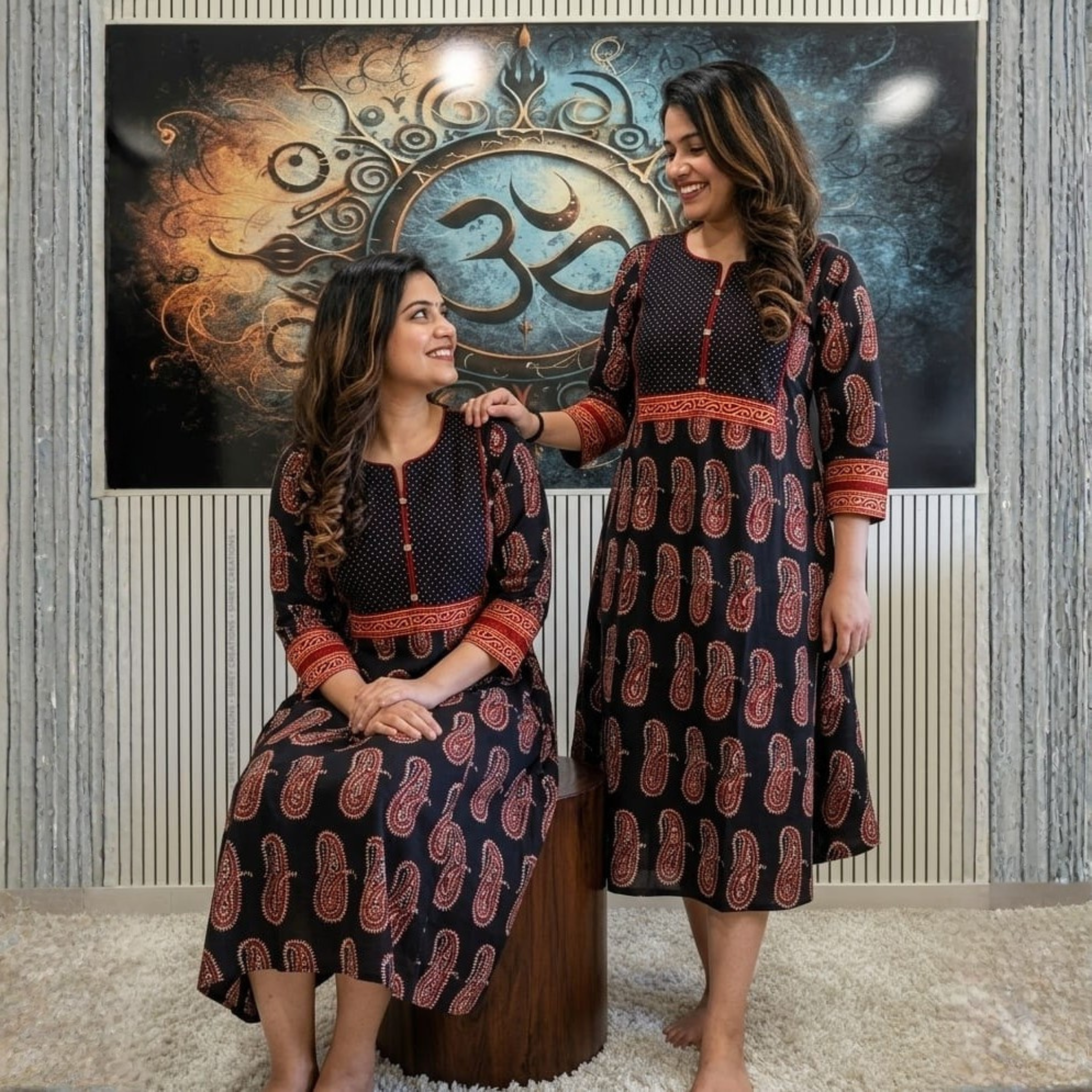 Ajrakh Handblock Print A-Line Cotton One Piece Dress