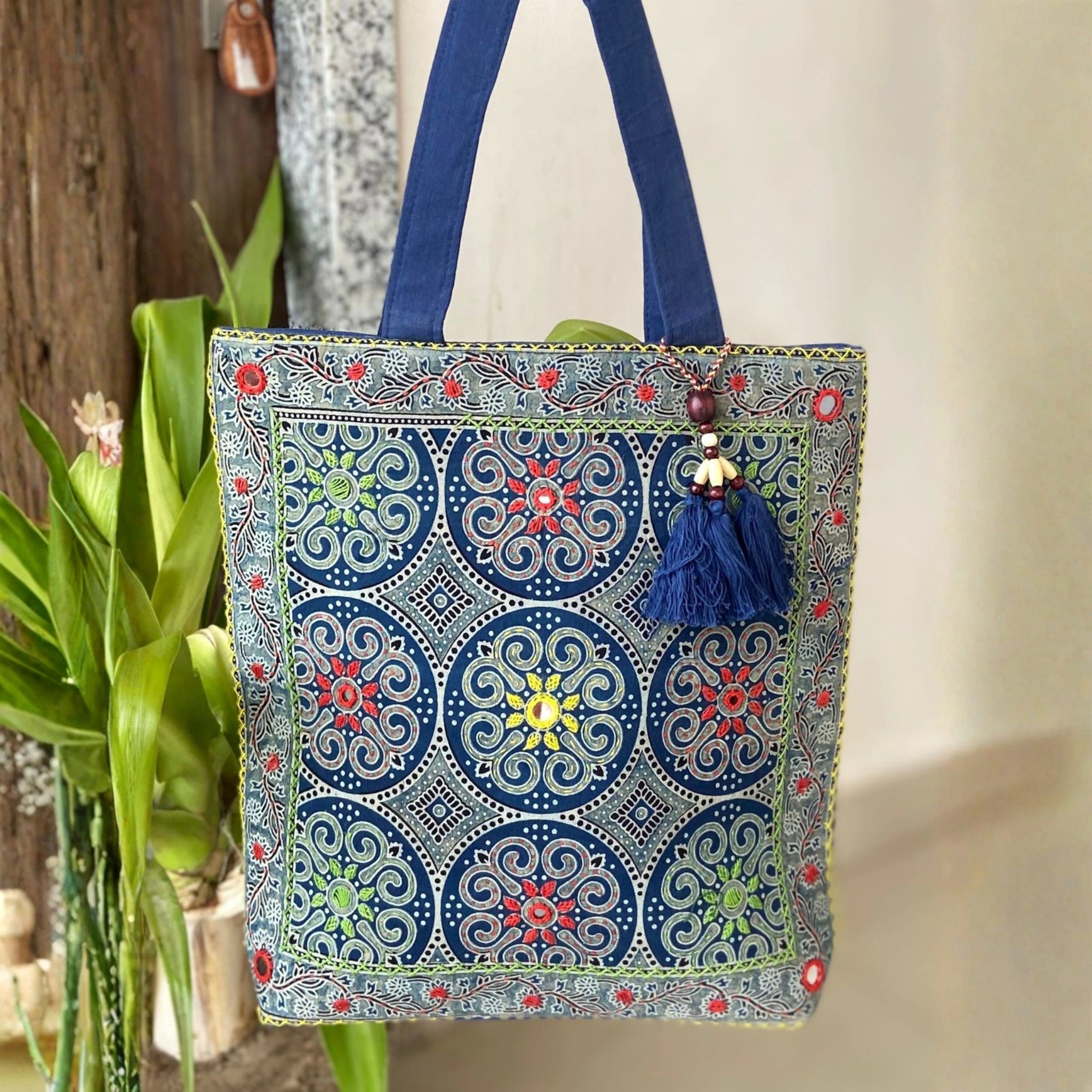 Heritage Ajrakh Embroidered Handbag