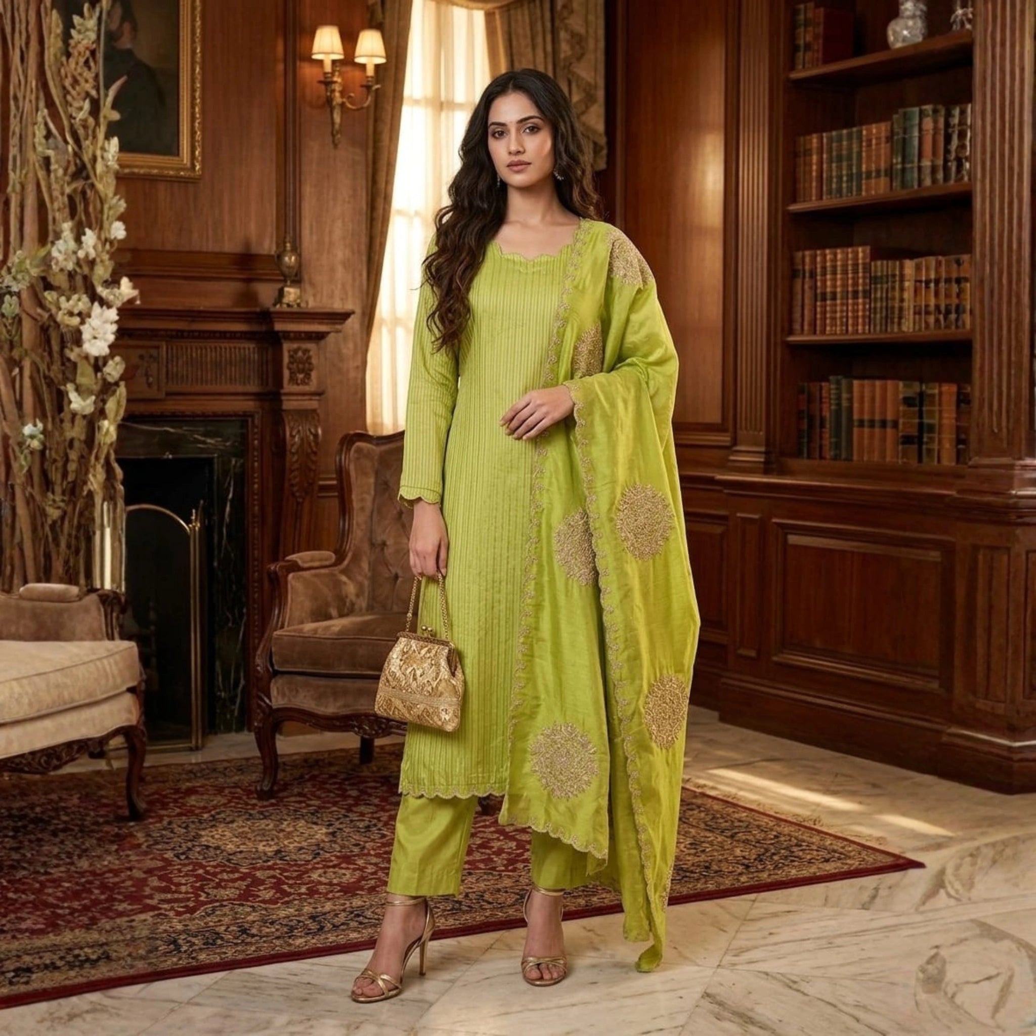 Premium Silk Embroidered Suit Set with Designer Dupatta