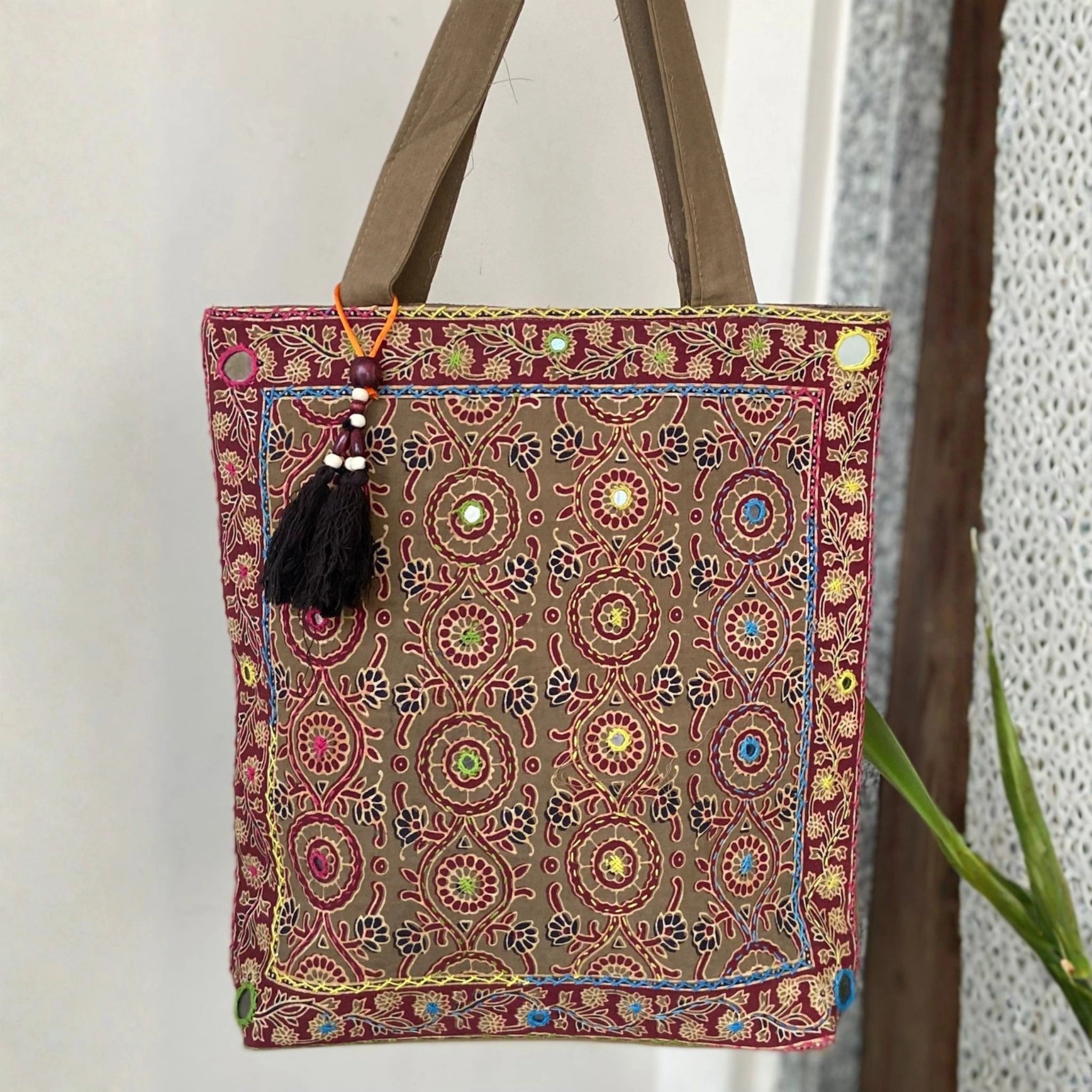 Heritage Ajrakh Embroidered Handbag