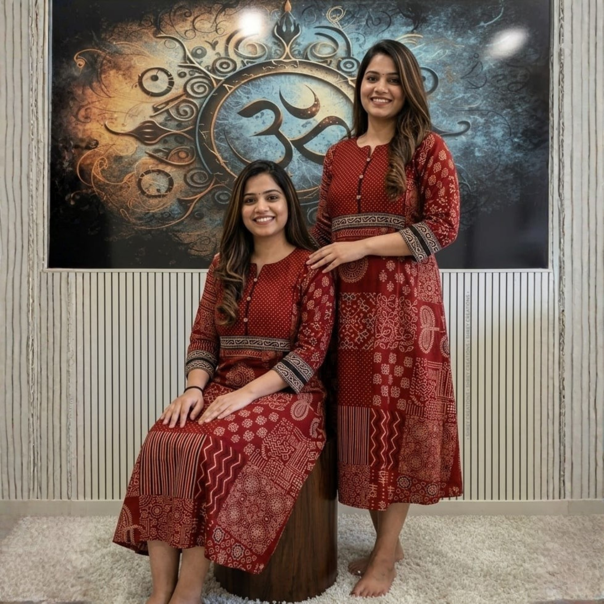 Ajrakh Handblock Print A-Line Cotton One Piece Dress