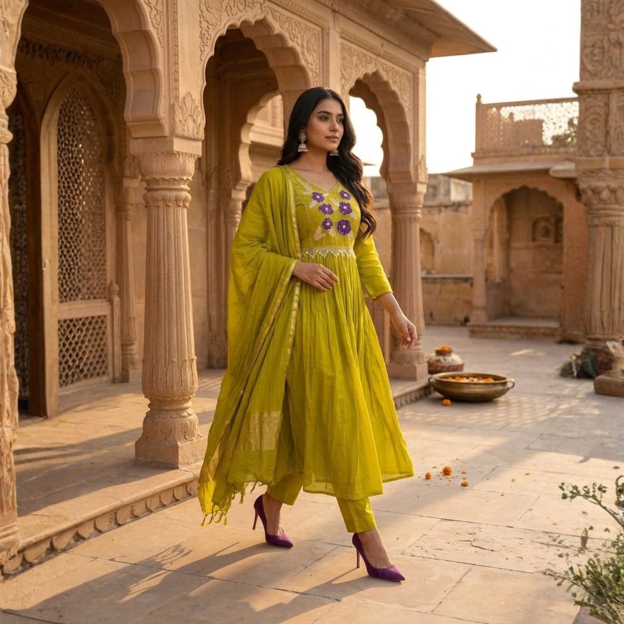 Premium Silk Embroidered Suit Set with Designer Dupatta