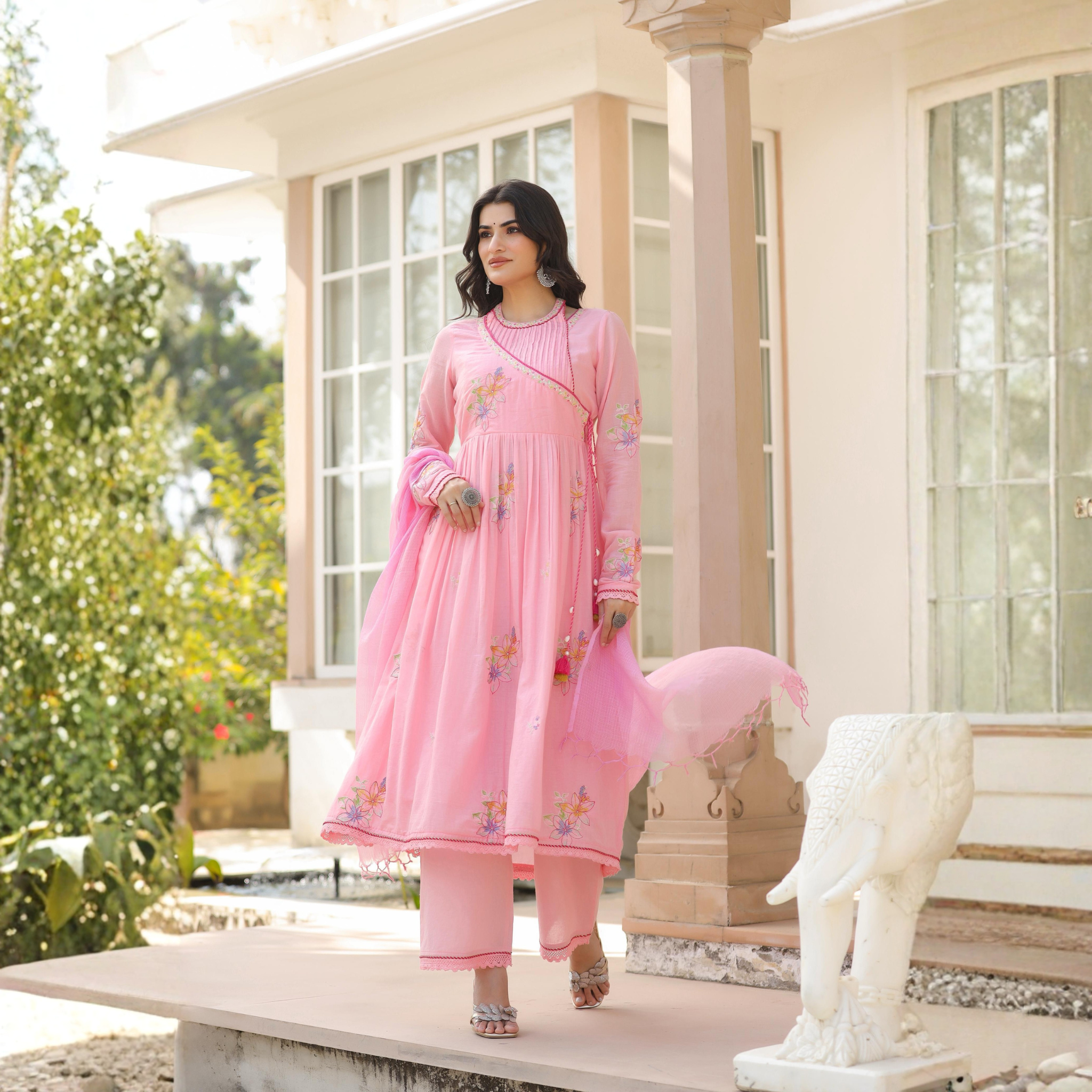 Premium Mul Cotton Embroidered Suit Set with Kota Doria Dupatta
