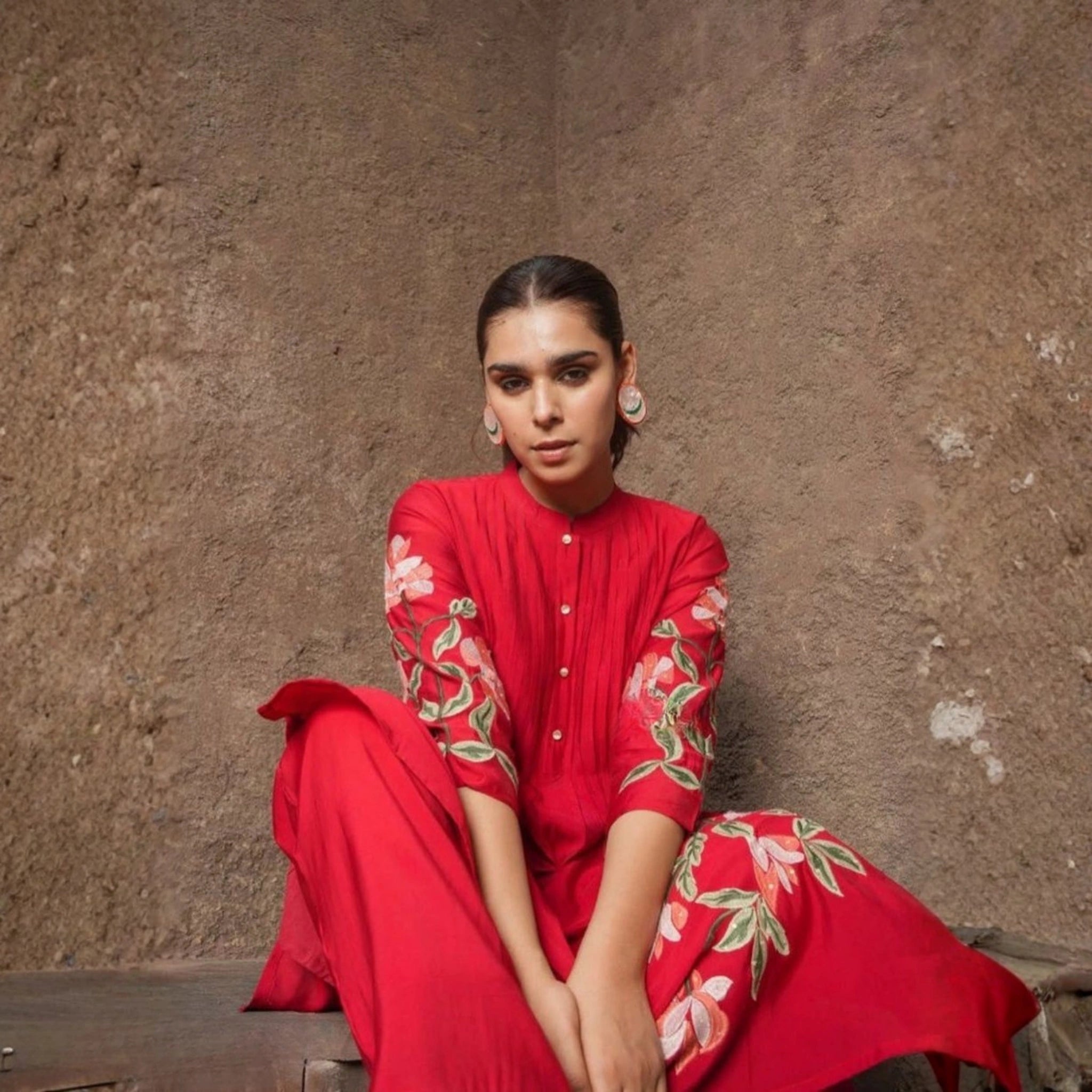 Ruby Bloom Pintuck Rayon Kurta Set