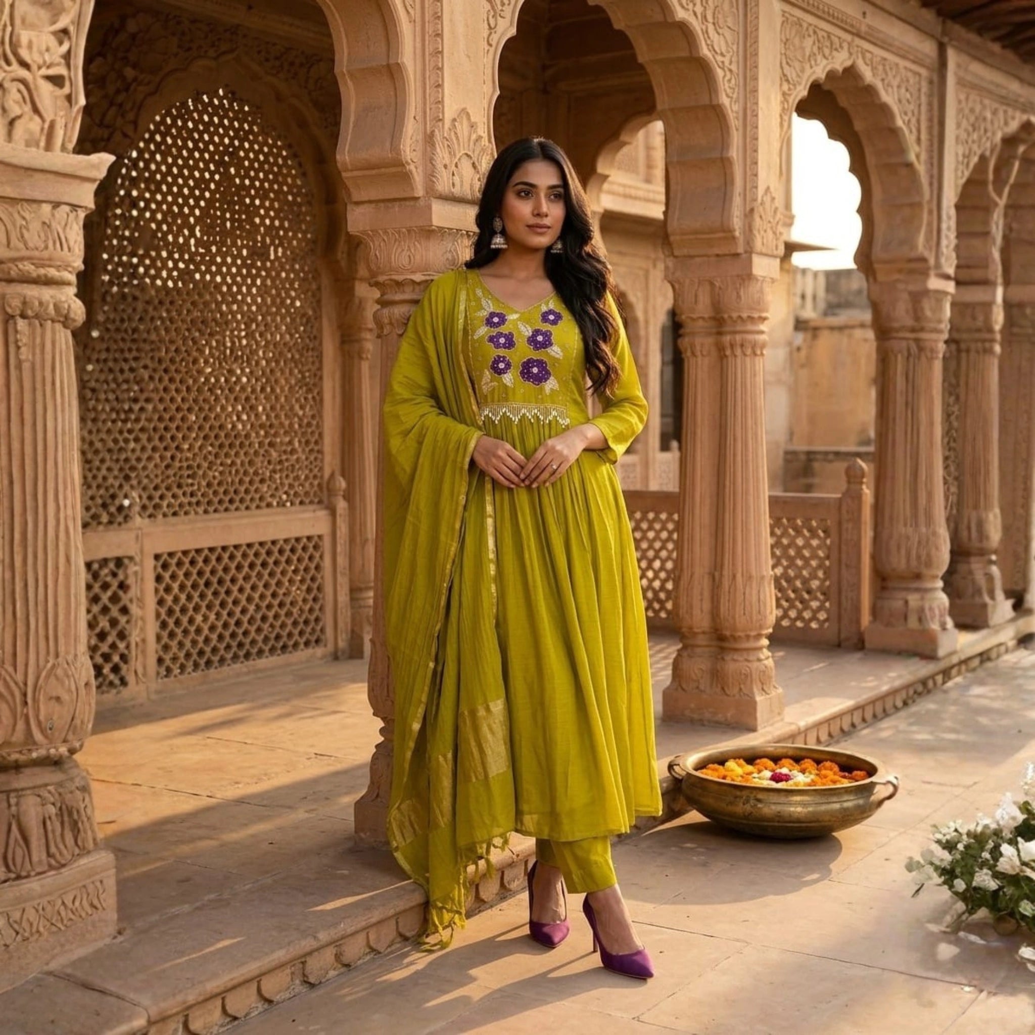 Premium Silk Embroidered Suit Set with Designer Dupatta