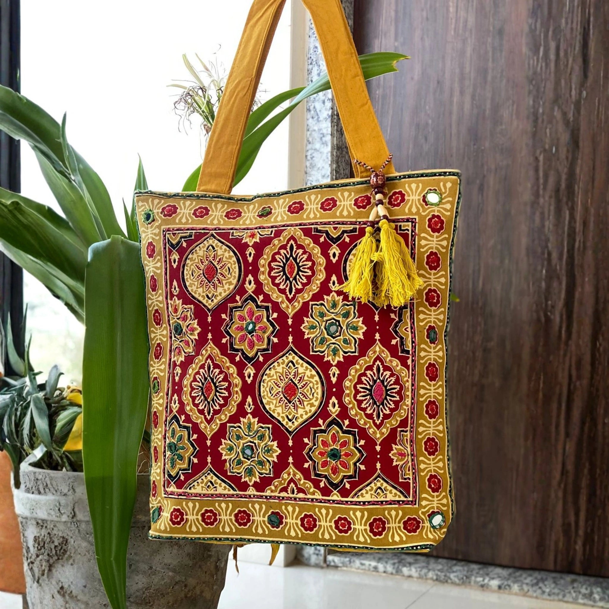 Heritage Ajrakh Embroidered Handbag