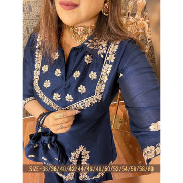 Royal Russian Silk Indo-Western Skirt Set with Potli Bag