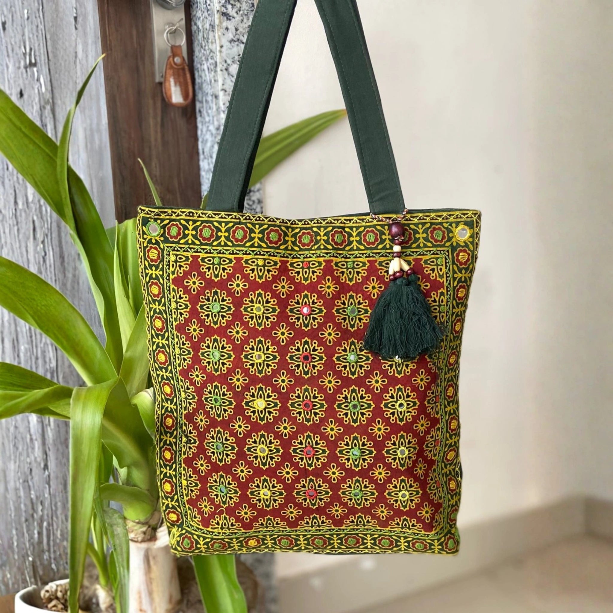 Heritage Ajrakh Embroidered Handbag
