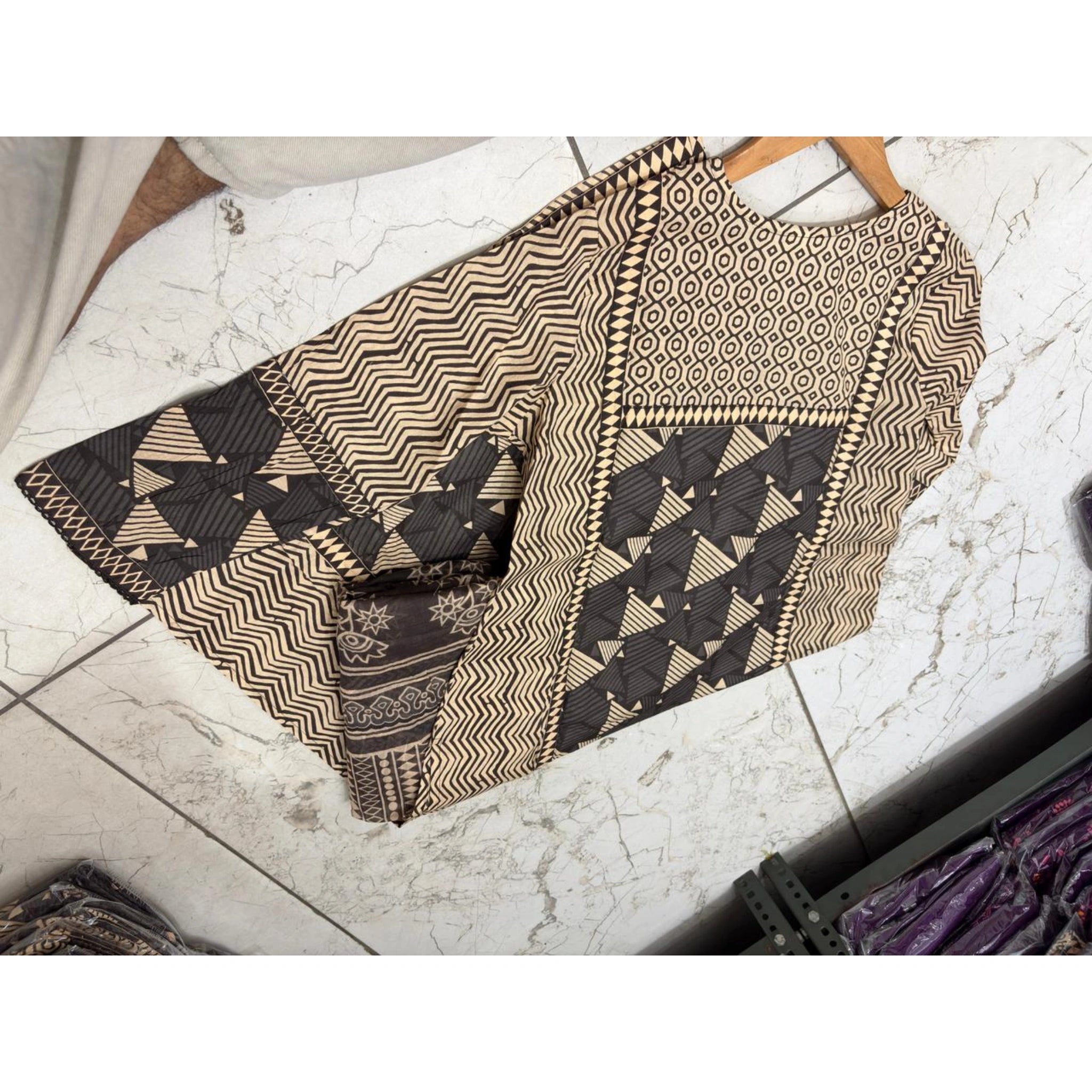 Royal Geometric Printed Kurti Pant & Dupatta Set