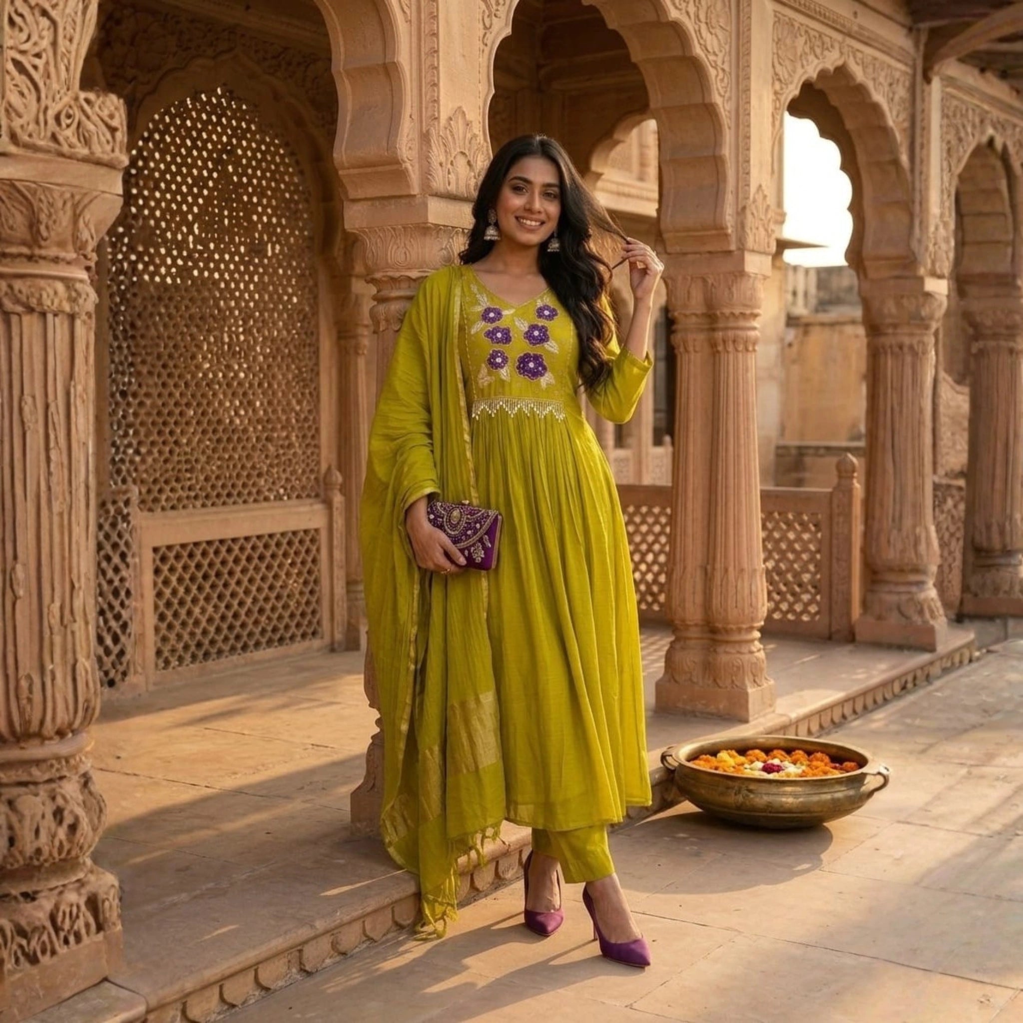 Premium Silk Embroidered Suit Set with Designer Dupatta