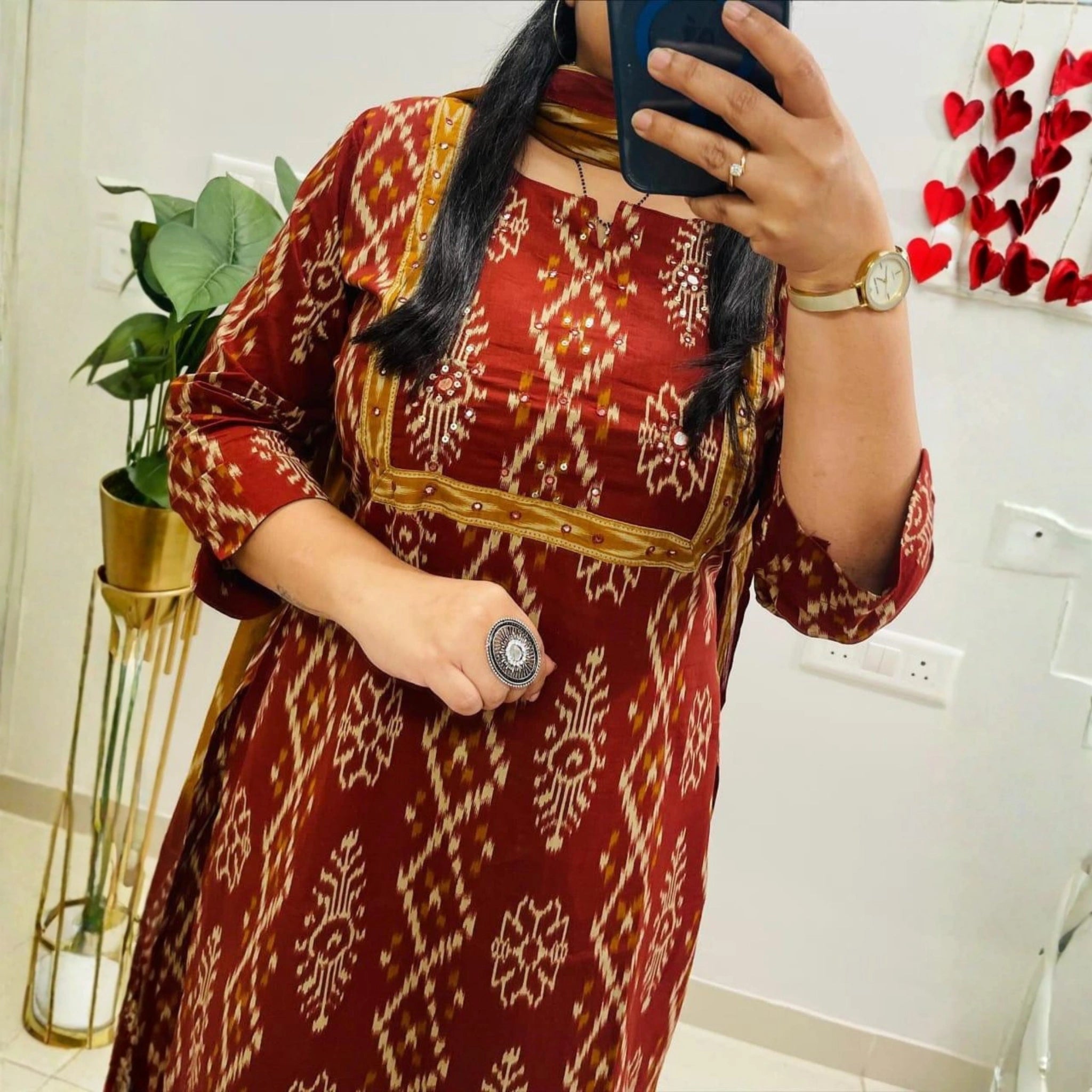 Elegant Cotton Ikat Kurta Set