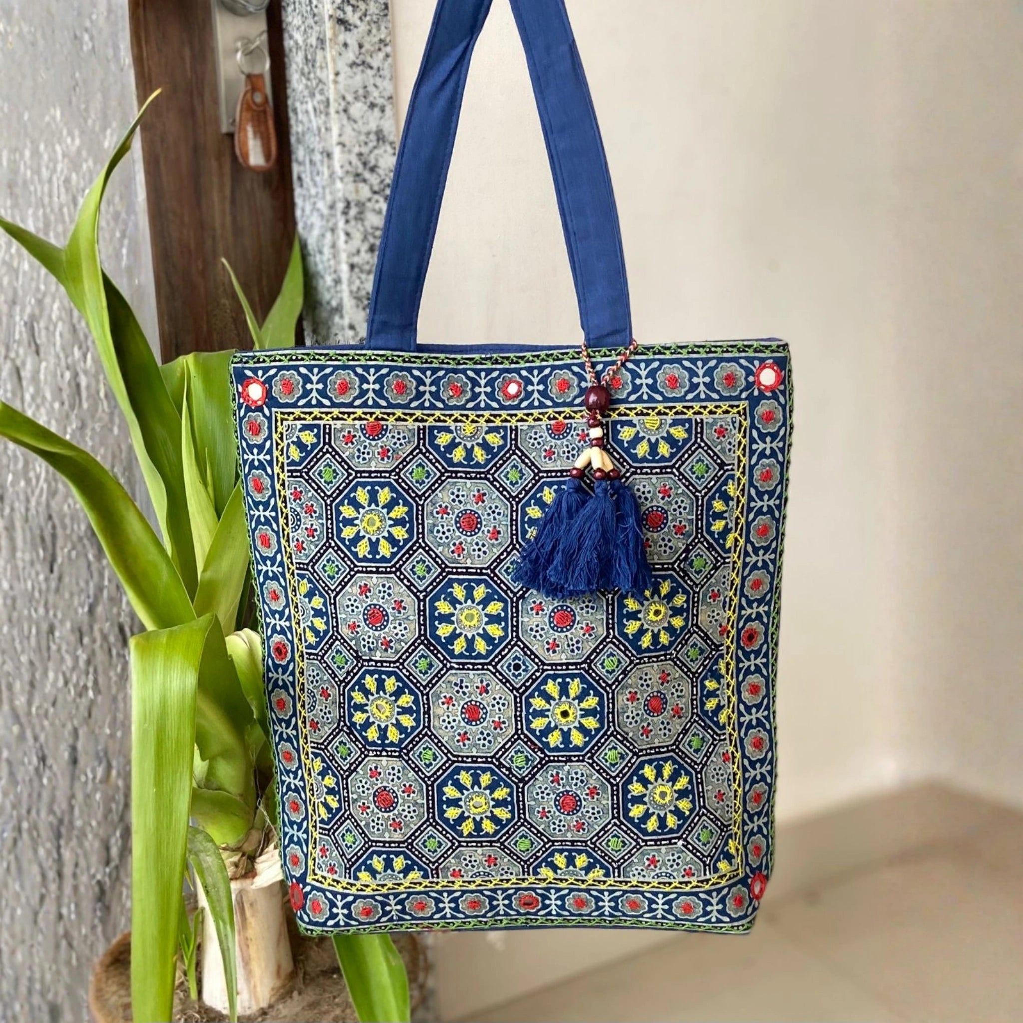 Heritage Ajrakh Embroidered Handbag