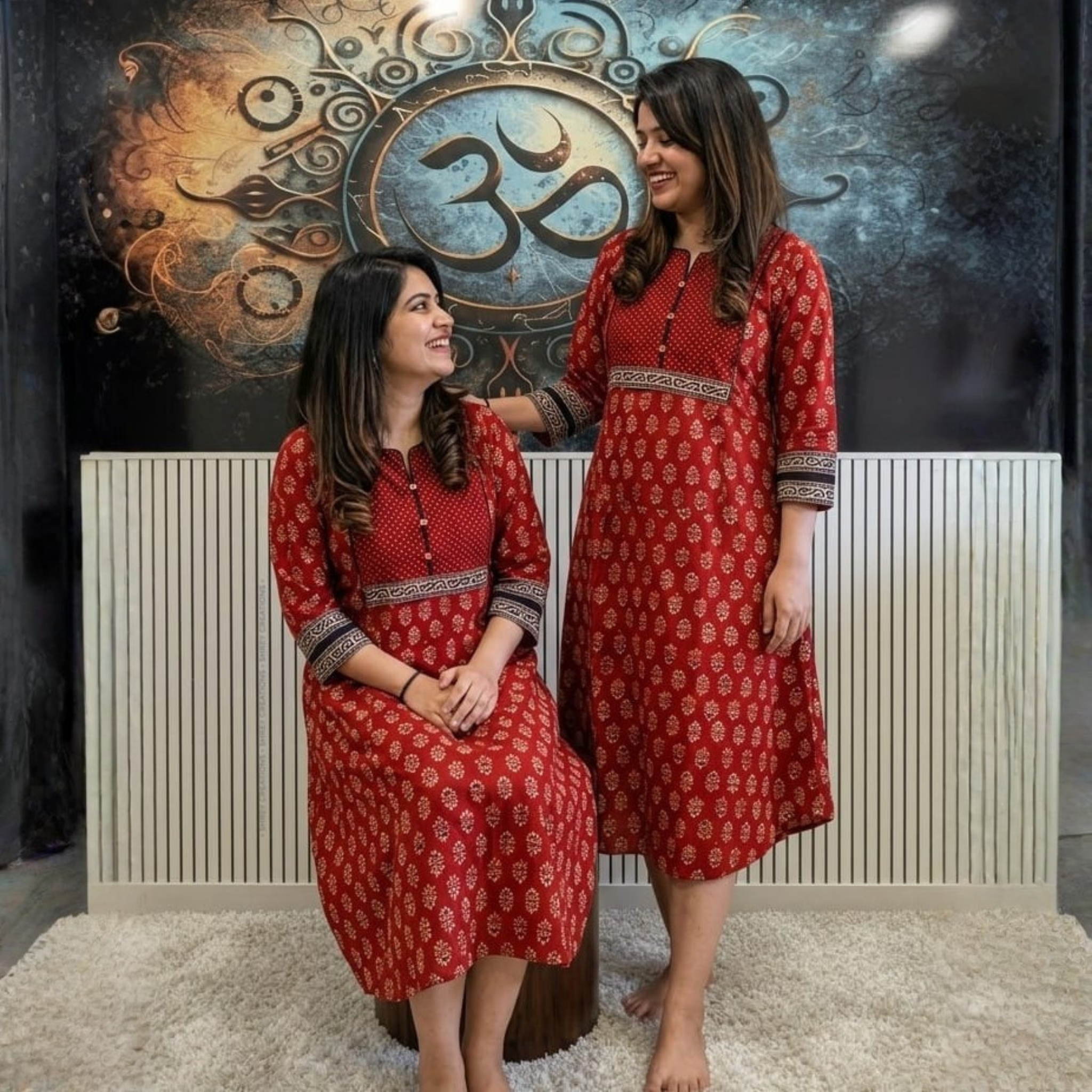 Ajrakh Handblock Print A-Line Cotton One Piece Dress