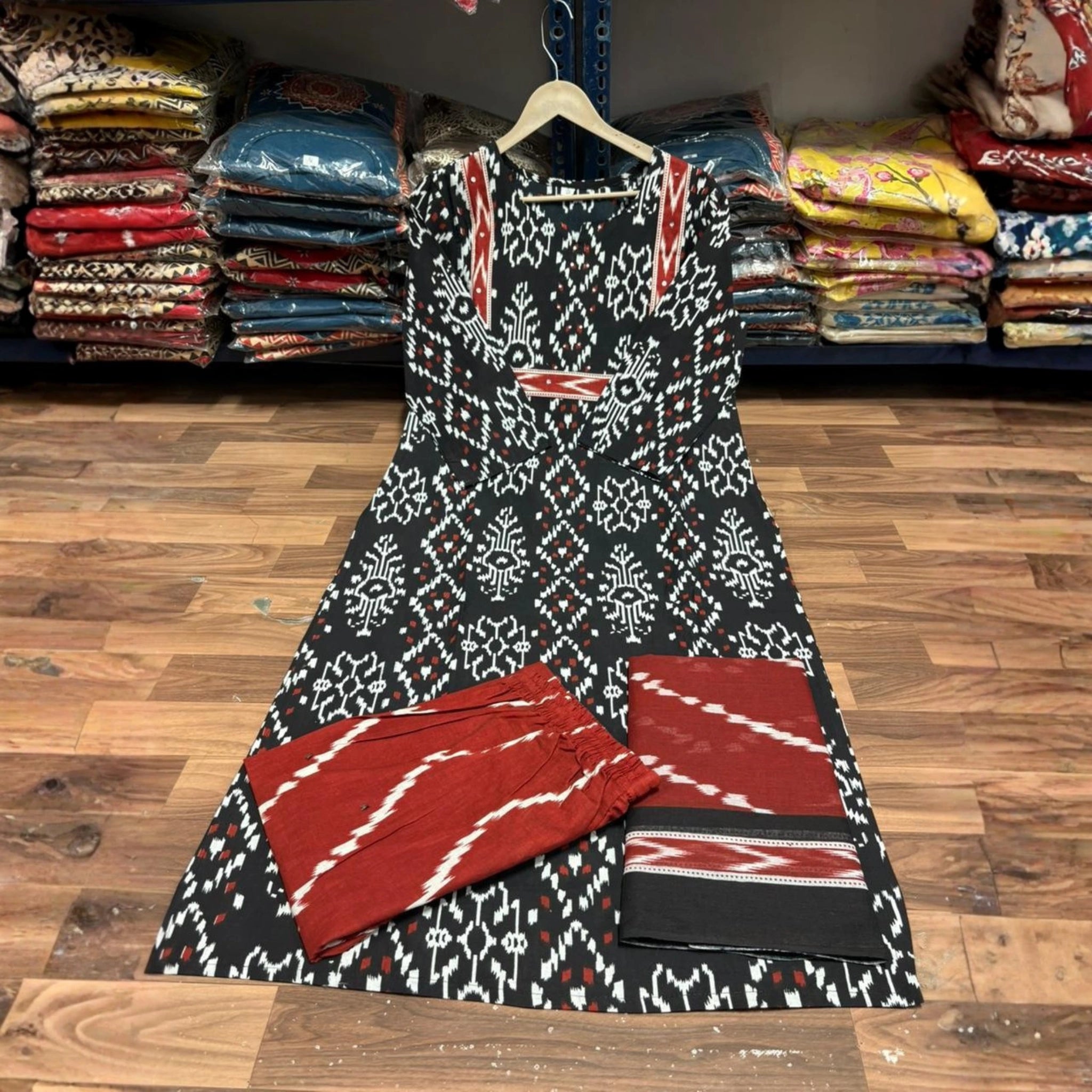 Elegant Cotton Ikat Kurta Set