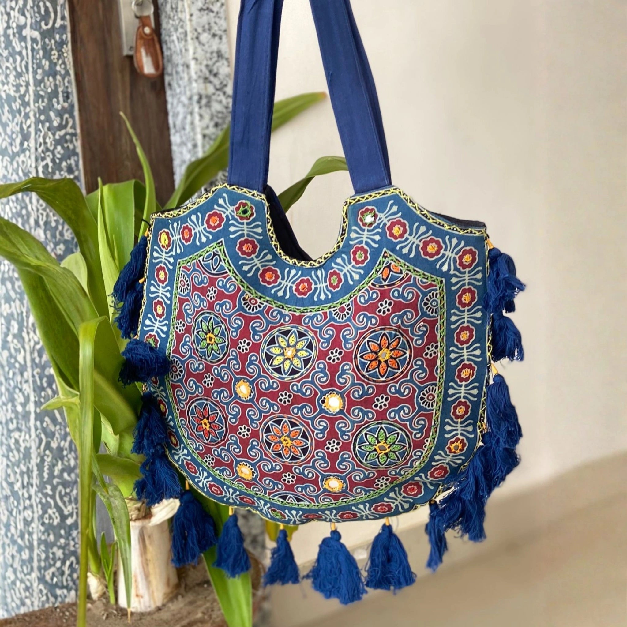 Heritage Ajrakh Embroidered Handbag