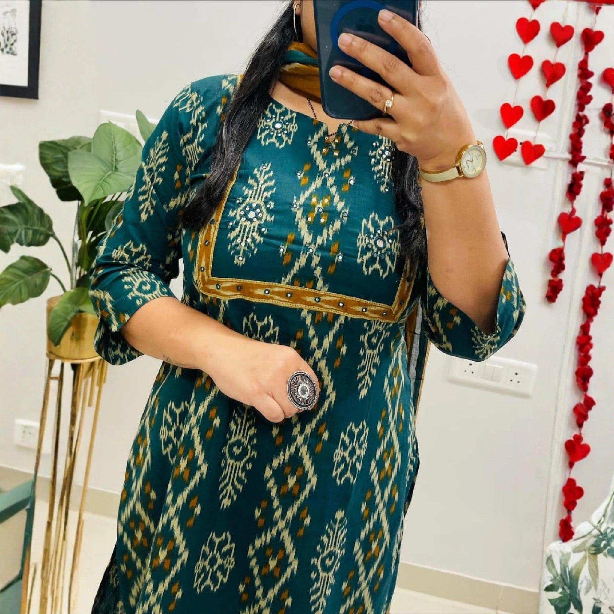Elegant Cotton Ikat Kurta Set