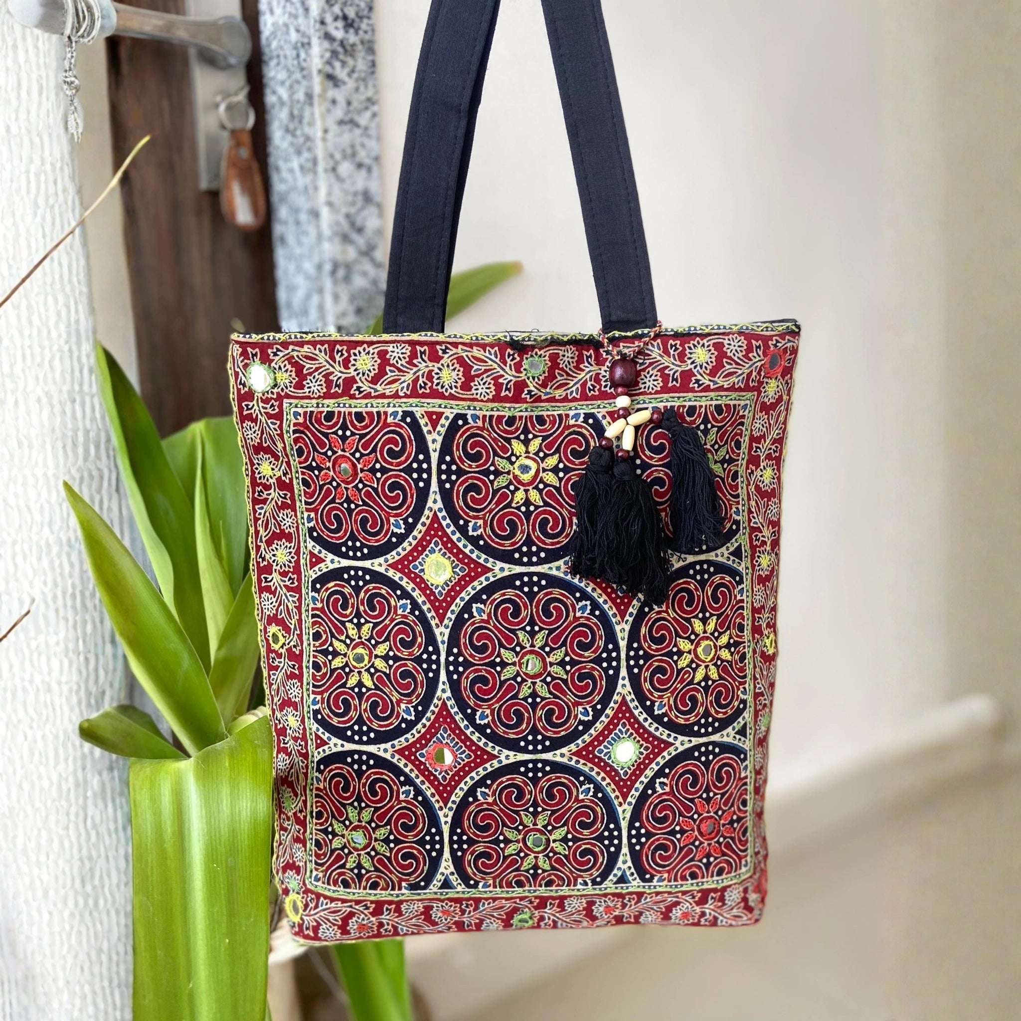 Heritage Ajrakh Embroidered Handbag