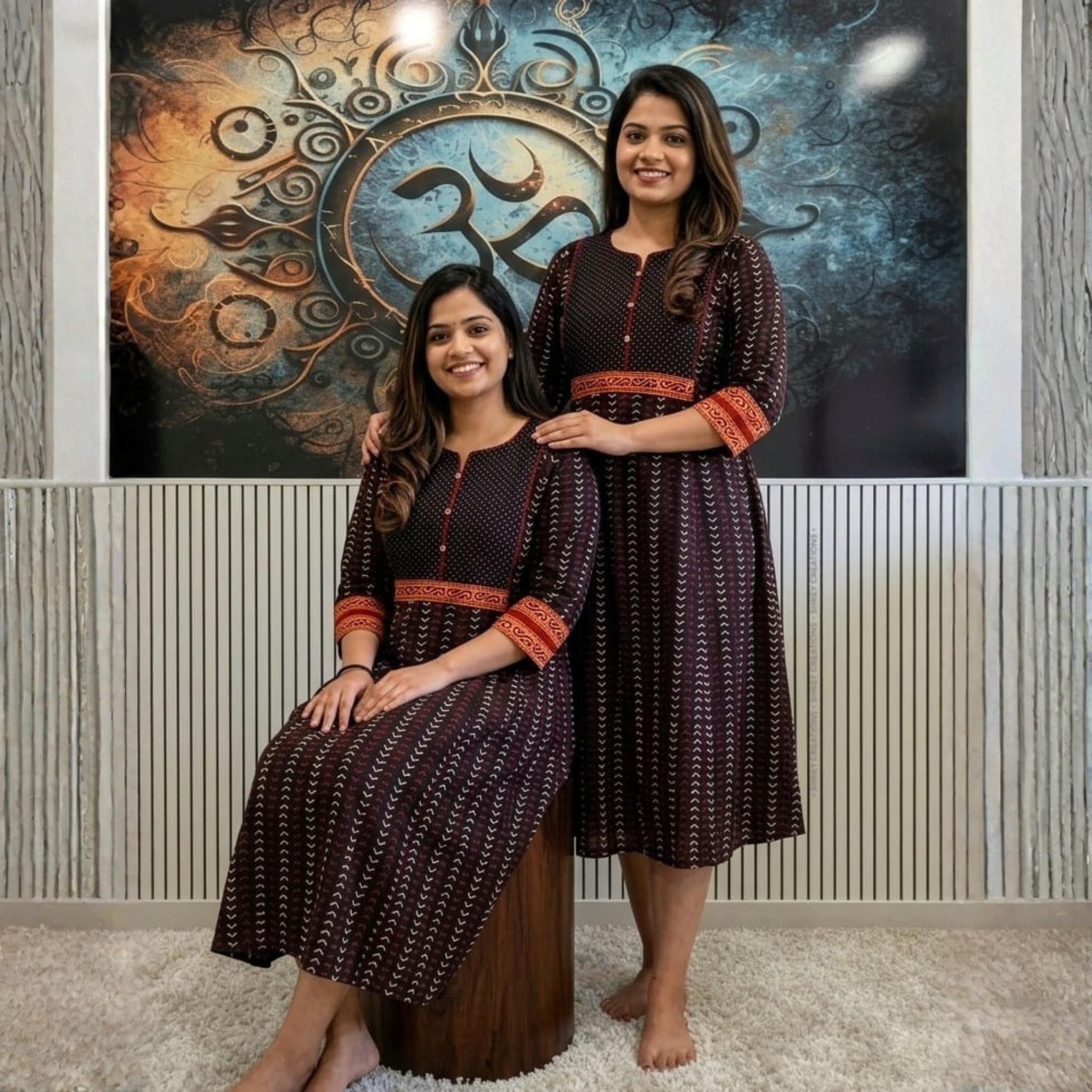 Ajrakh Handblock Print A-Line Cotton One Piece Dress