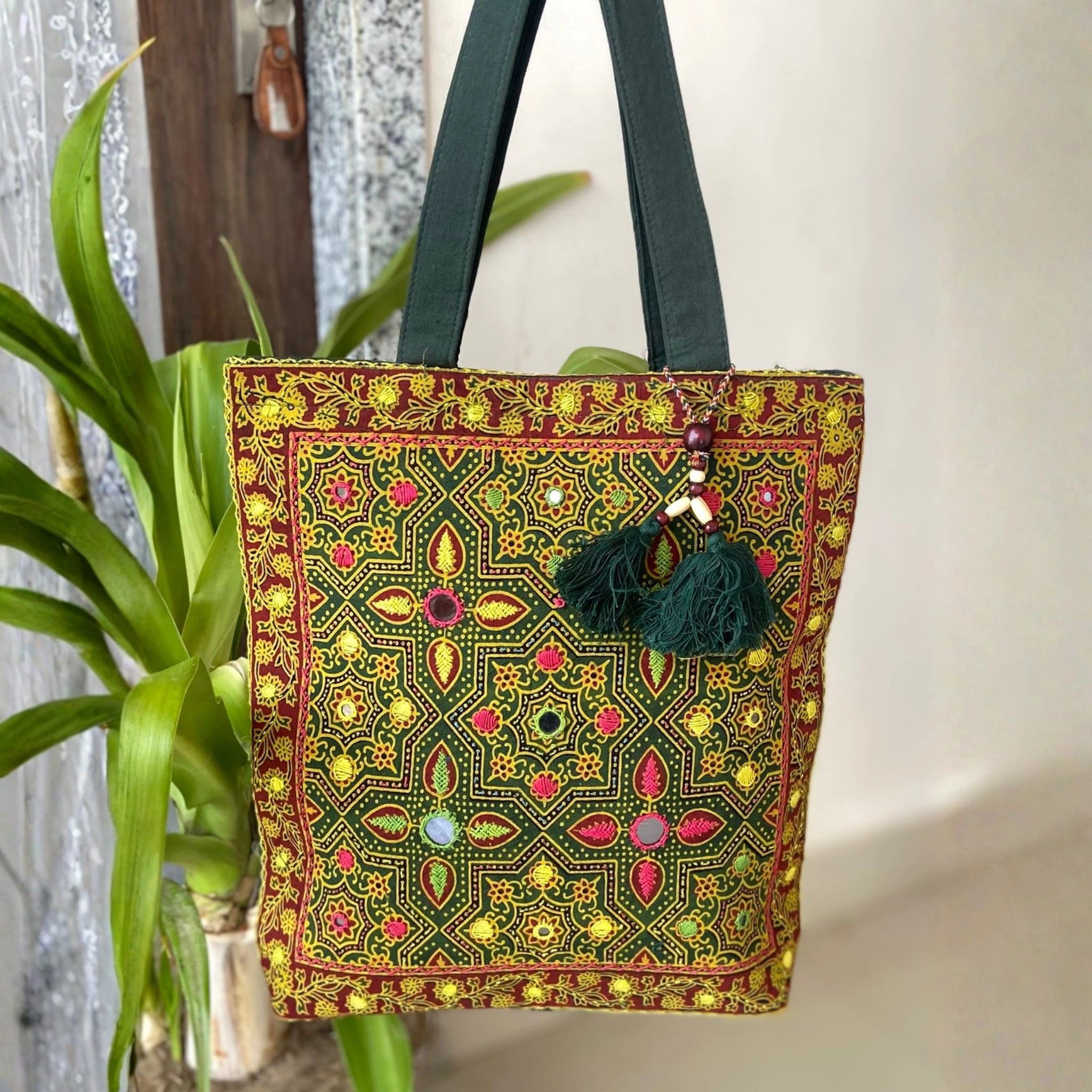 Heritage Ajrakh Embroidered Handbag