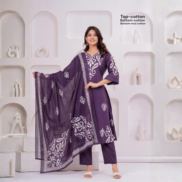 Elegant Cotton Printed Suit Set