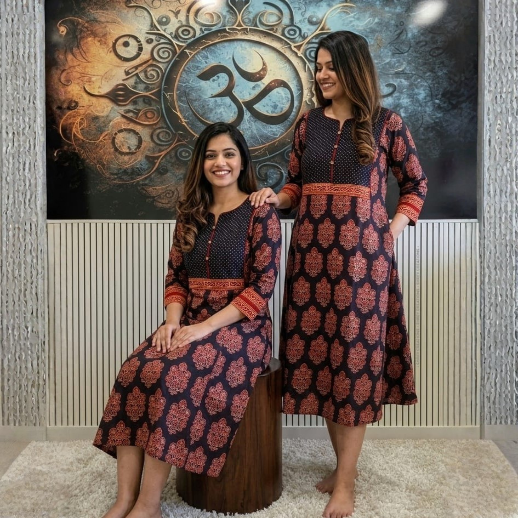 Ajrakh Handblock Print A-Line Cotton One Piece Dress