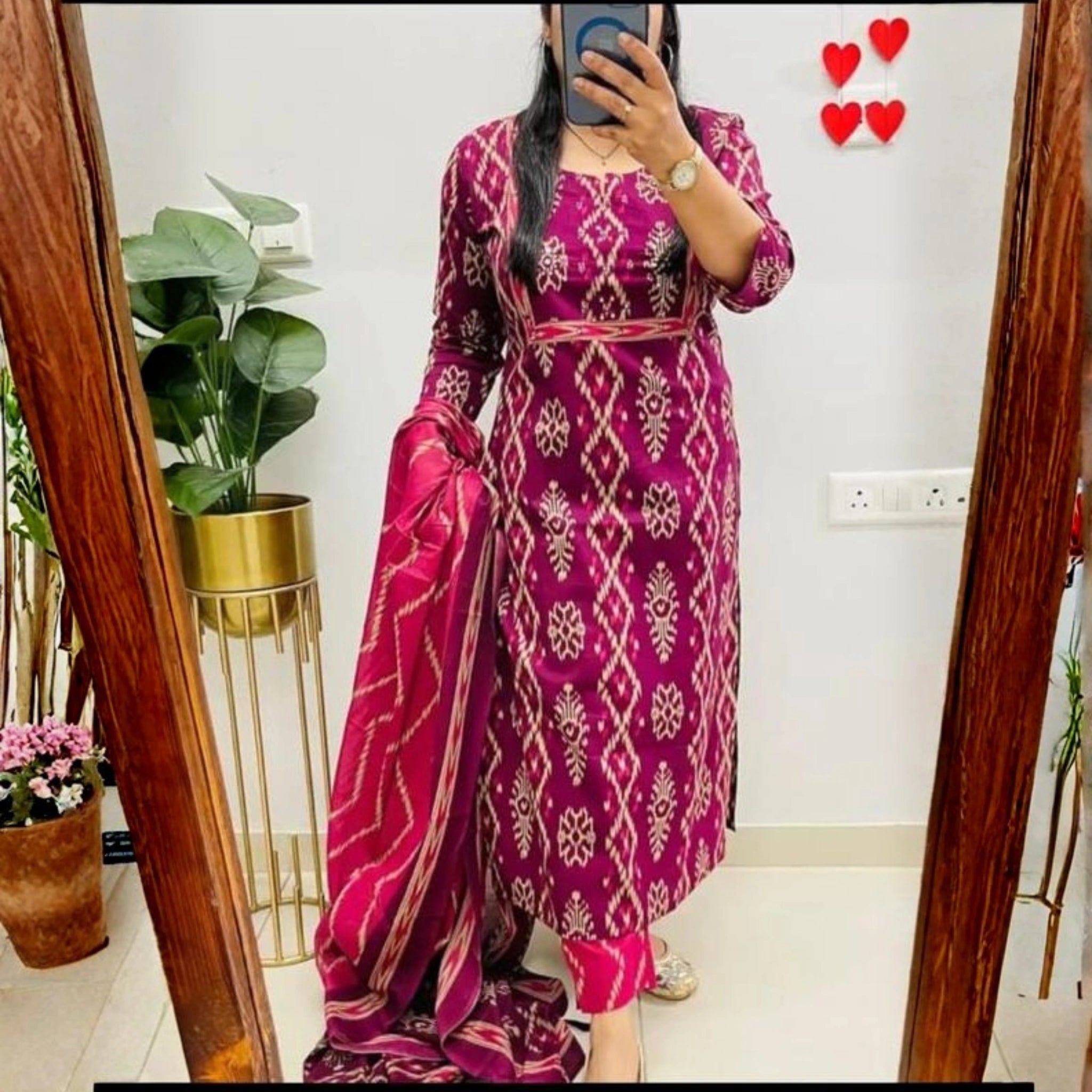 Elegant Cotton Ikat Kurta Set