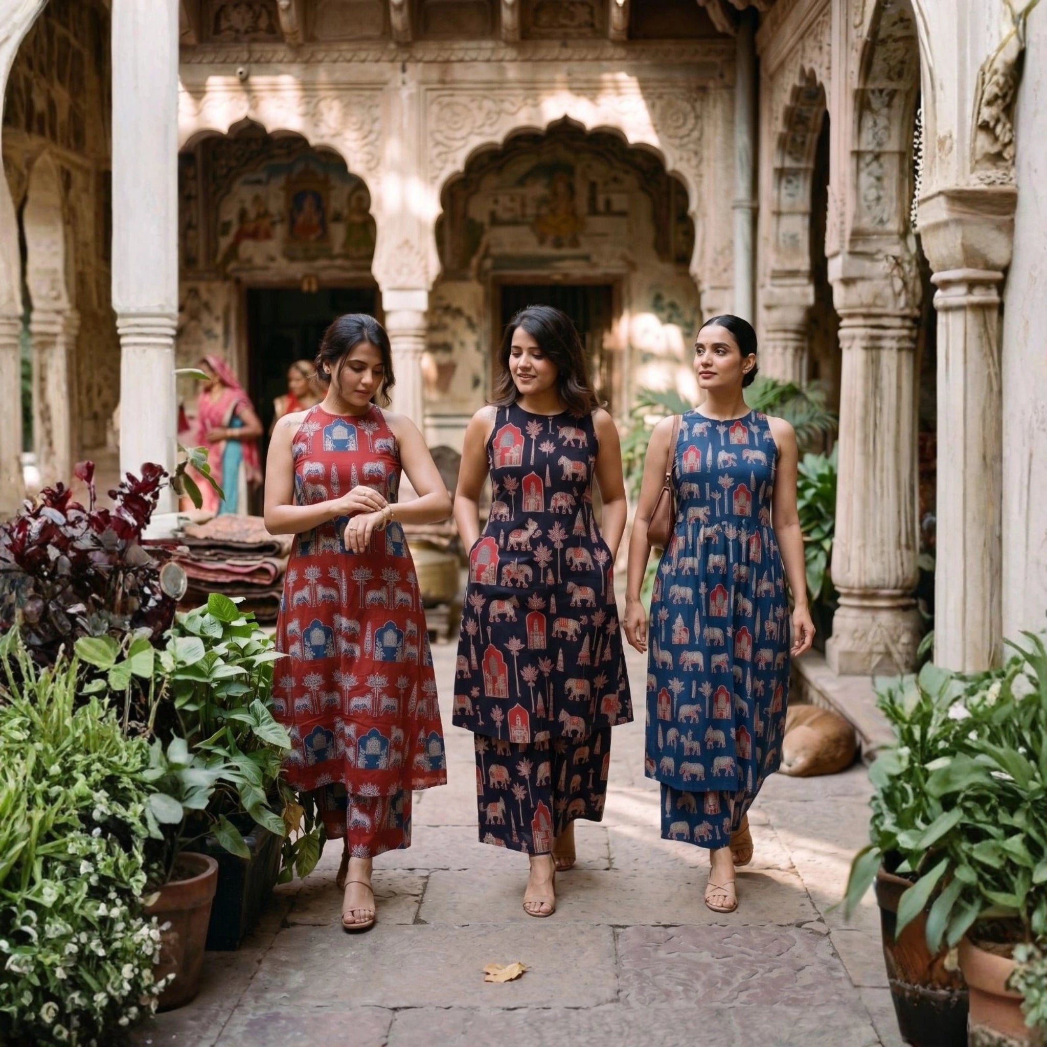 Pure Cotton Printed Sleeveless A-Line Co-ord Set